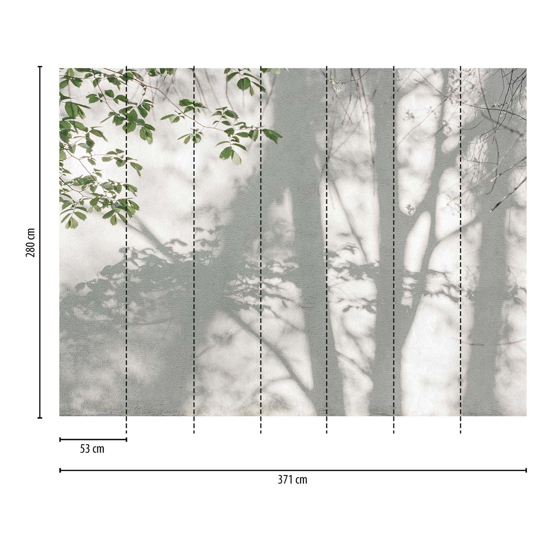 Bosschaduw natuur grijs groen - vliesbehang met schaduweffect - natuurbehang
