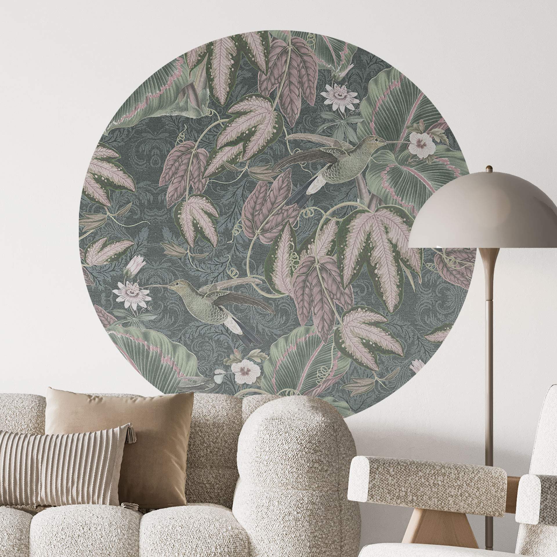 Naklejka na ścianę dżungla koliber w lesie tropikalnym - Bloomery Decor - Okrągła