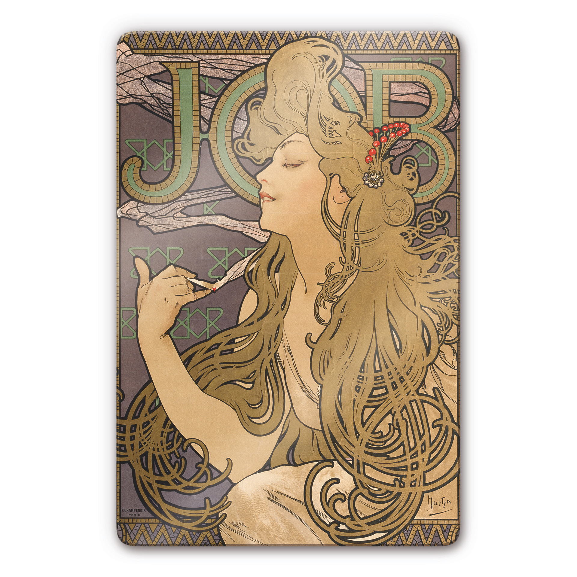 Tableau en verre - Mucha - Affiche publicitaire JOB