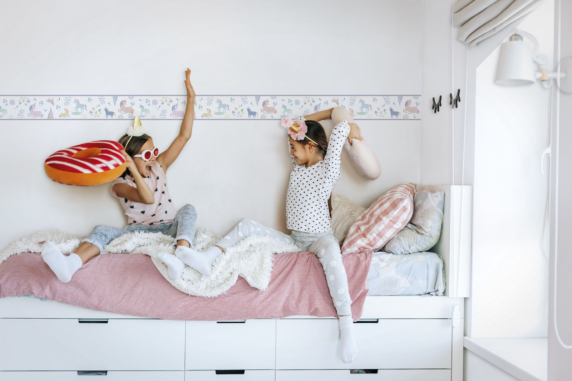 Carta da parati, tessuto non tessuto Kids Walls bianco, multicolore