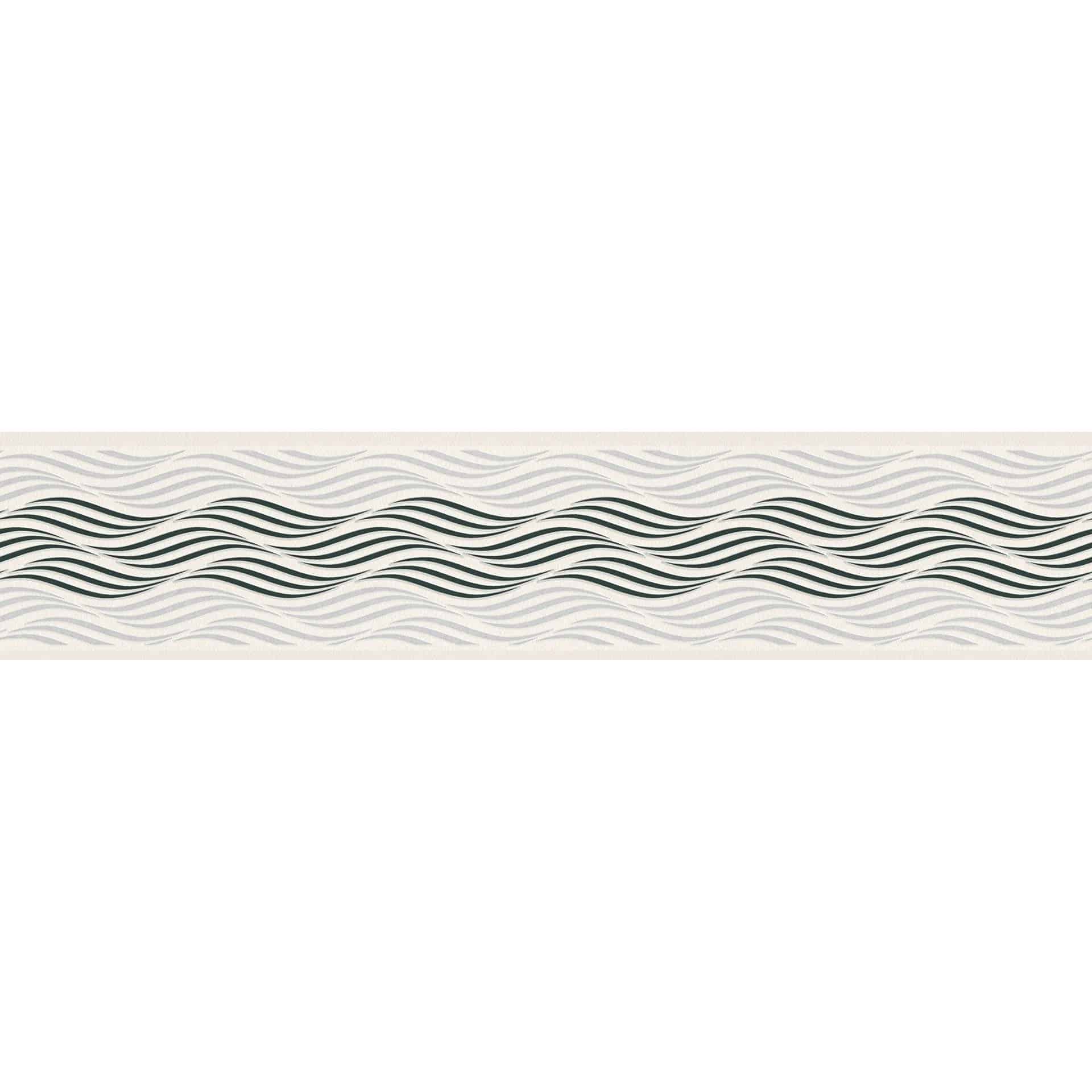 A.S. Création selbstklebende Bordüre Only Borders mit Wellen Muster metallic, schwarz, weiß