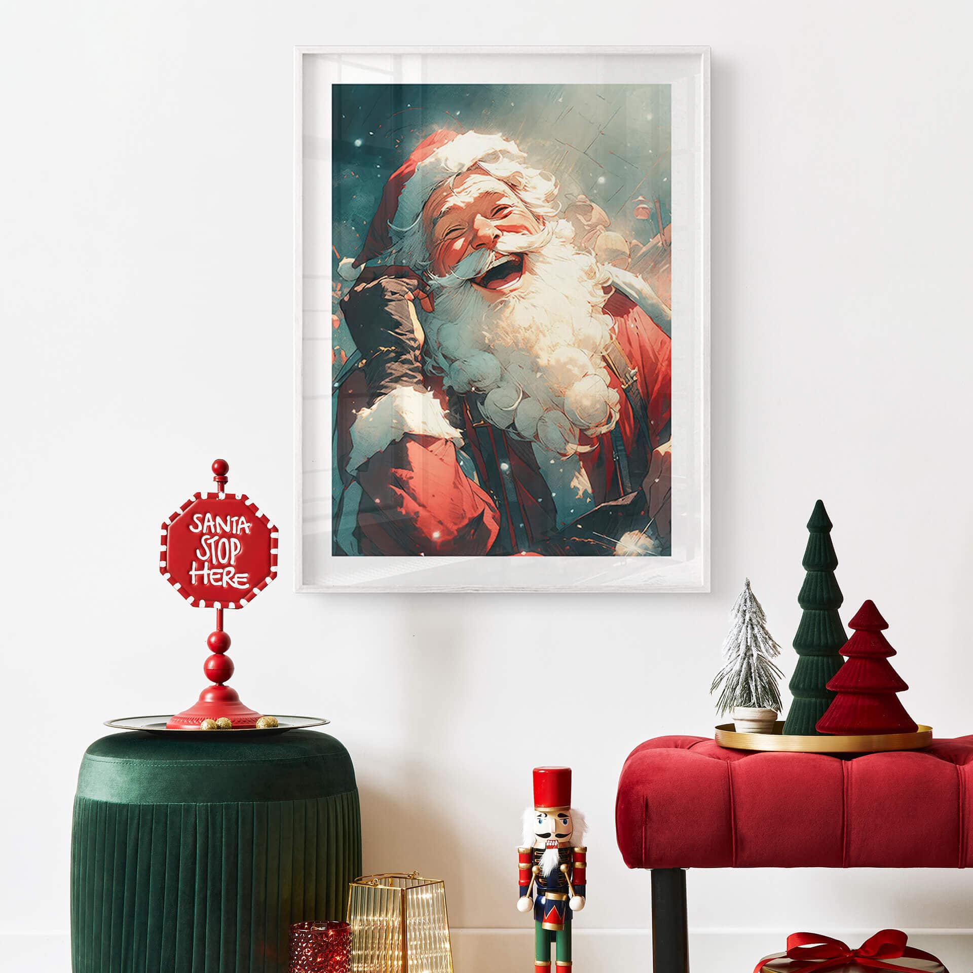 Poster Lachender Weihnachtsmann - Treechild
