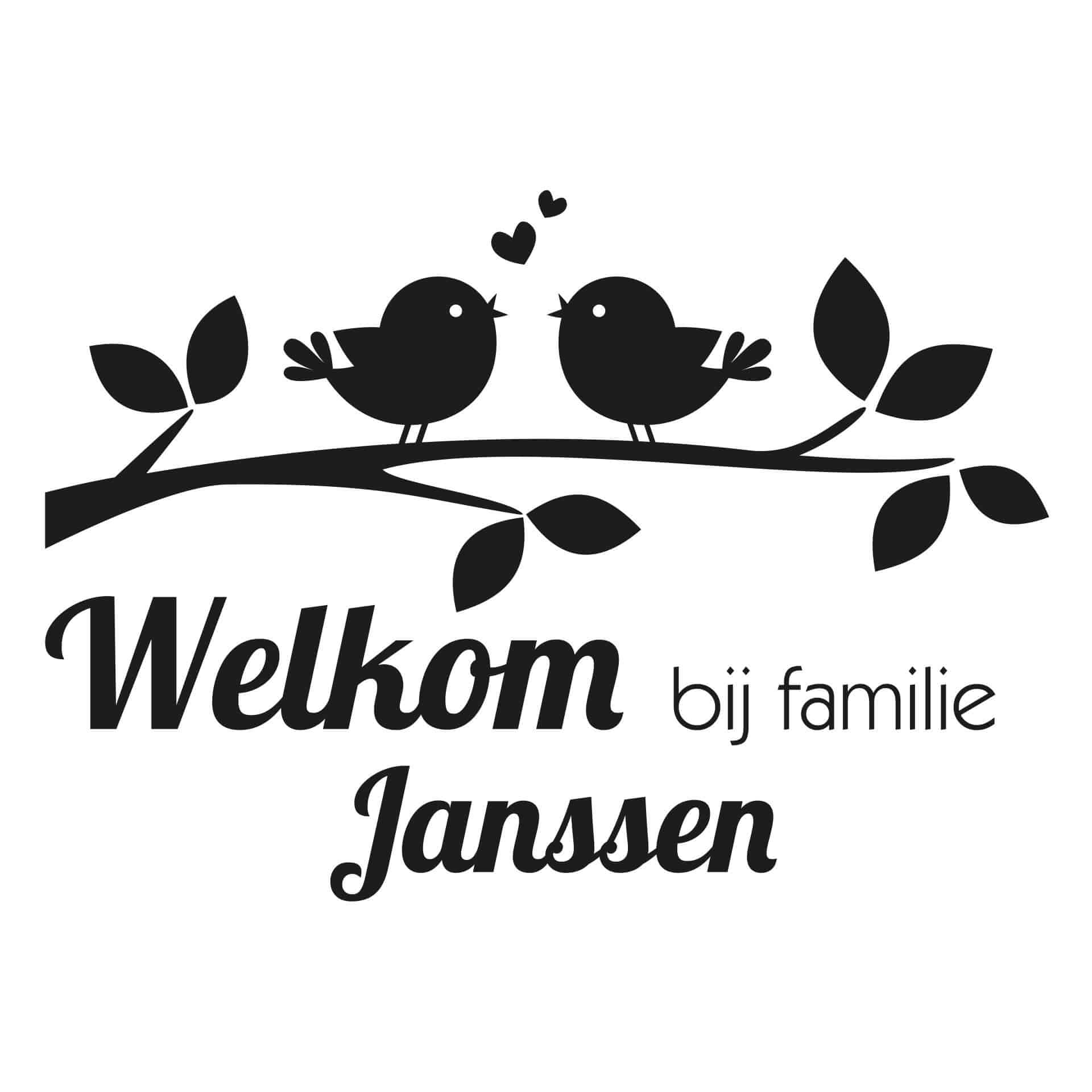 Wallsticker Muursticker + Naam Welkom bij familie