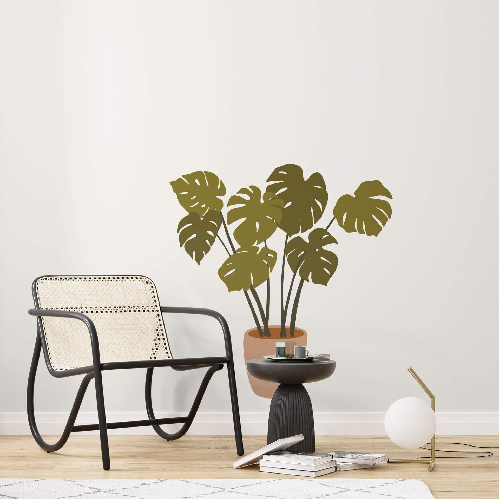 Wallsticker Monstera-plante i en urtepotte