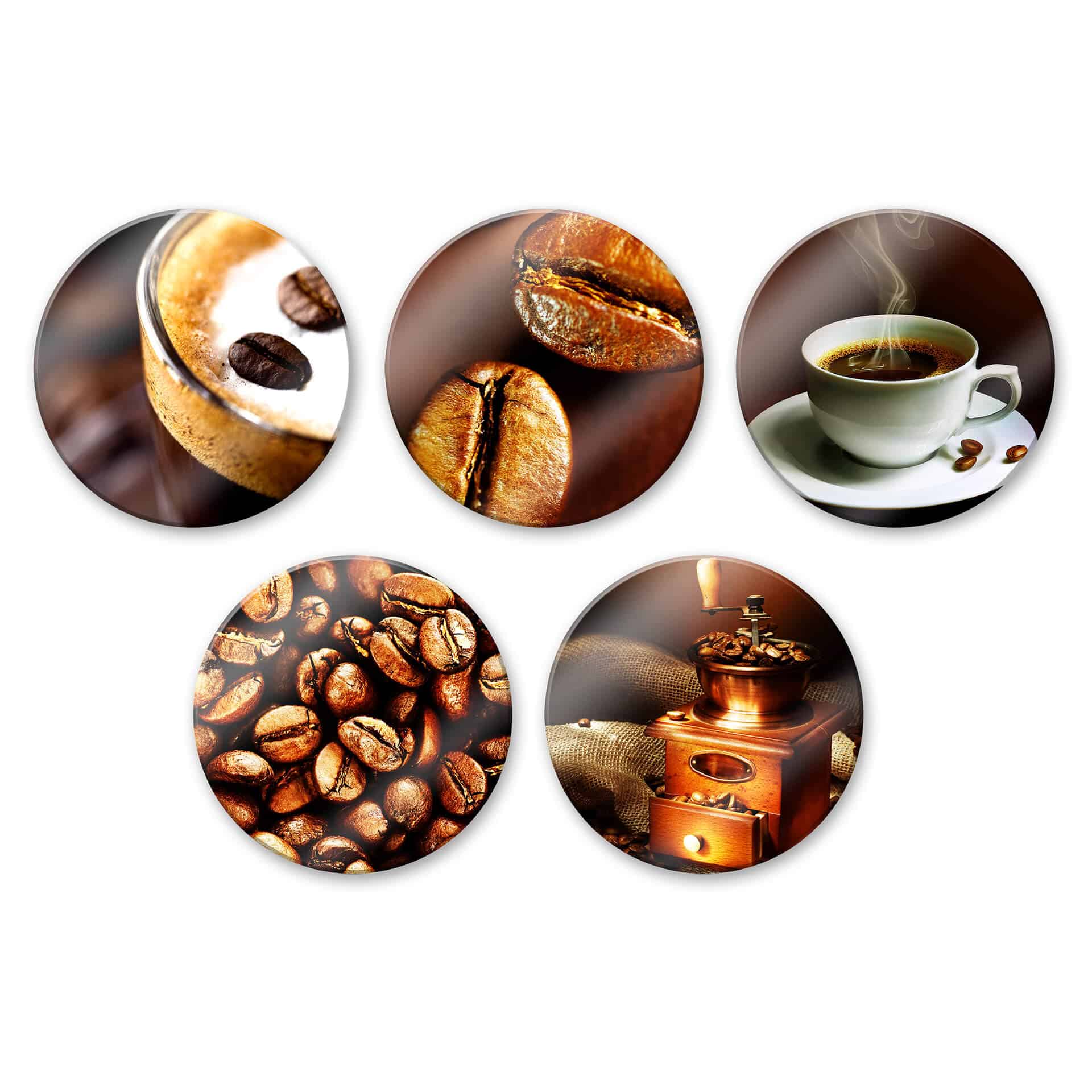 Glasschilderijen Set Koffie (5-delig)