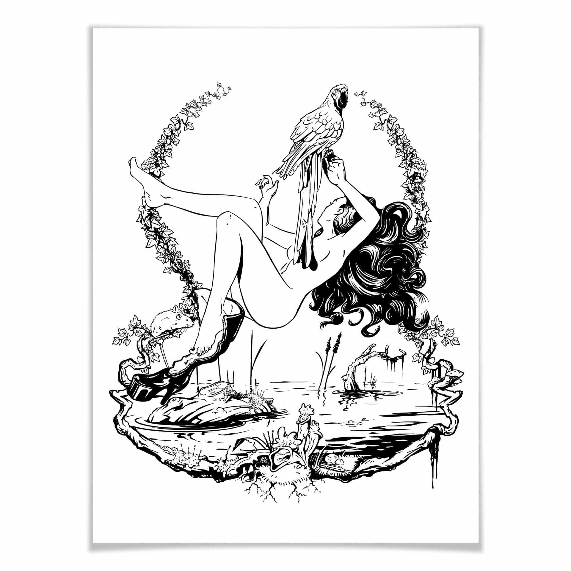 Plakat - Drawstore - Parrot 'n Girl