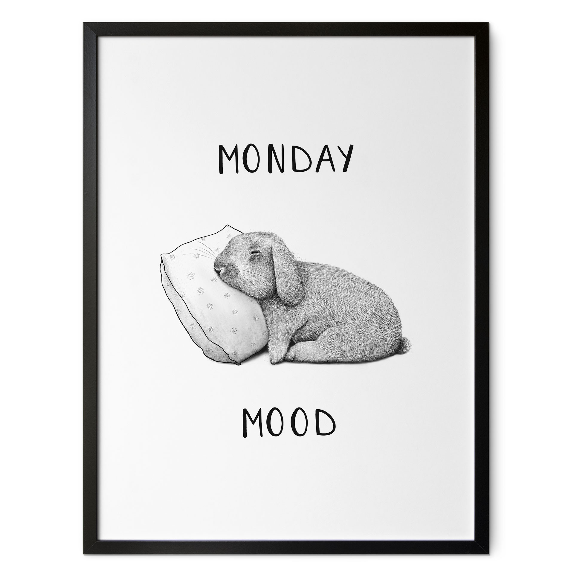 Plakat Monday mood - Zając w poniedziałek rano - Korenkova
