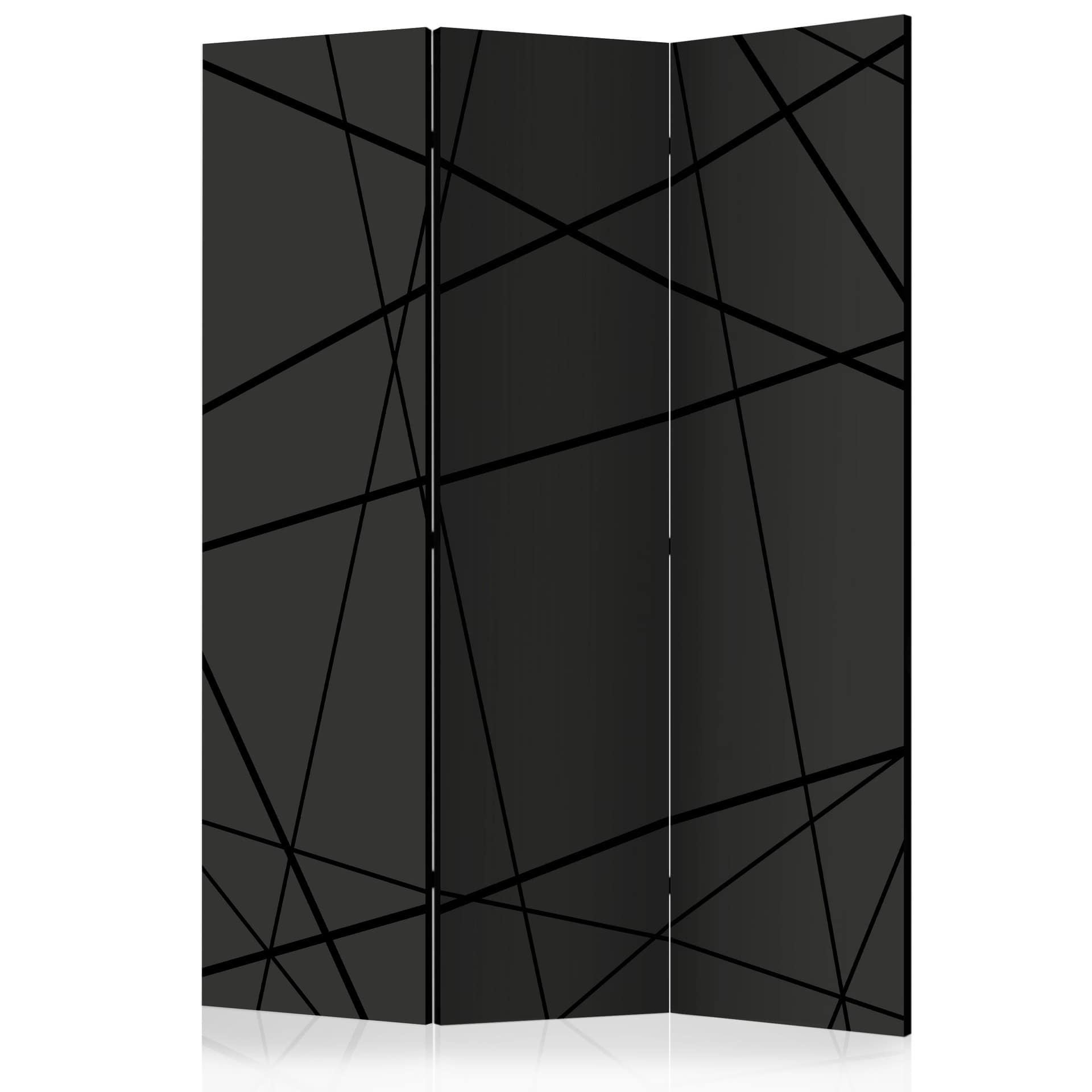 Screen room divider - Mørkt edderkoppespind, 3-delt