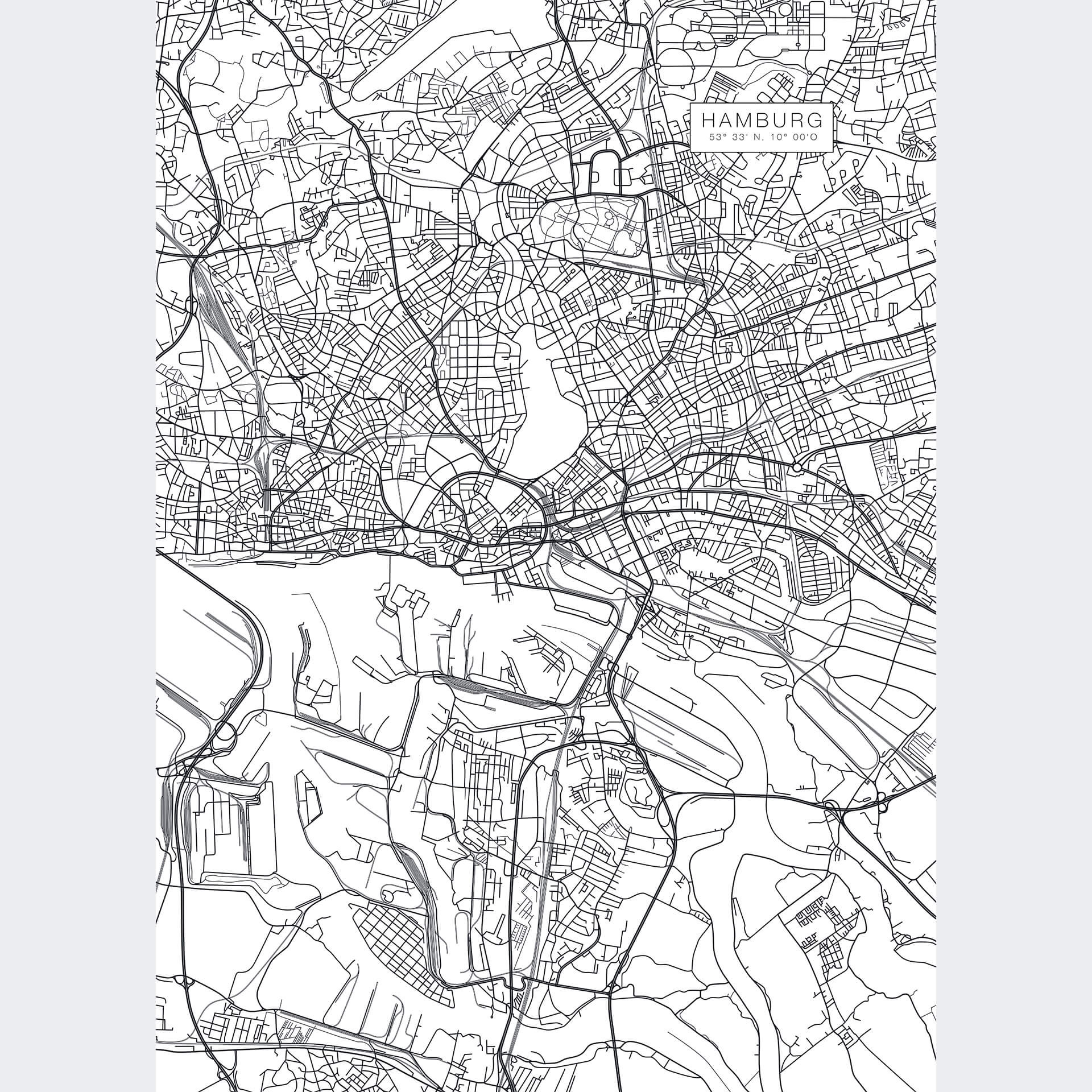 Fotobehang Kaart van Hamburg