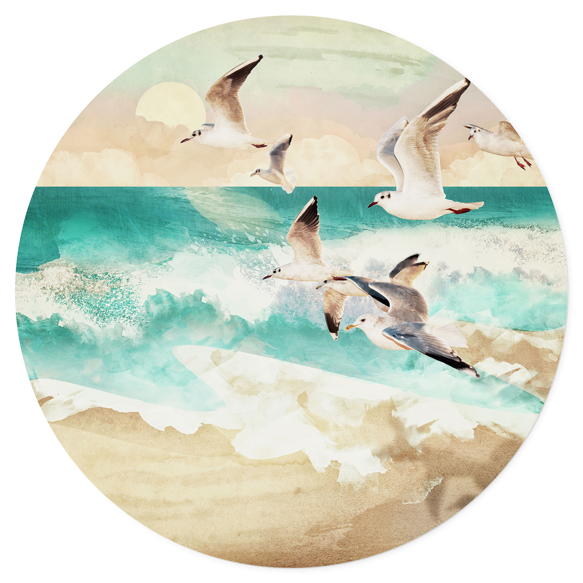 Wandtattoo Möwen am Strand - SpaceFrog Designs - Rund
