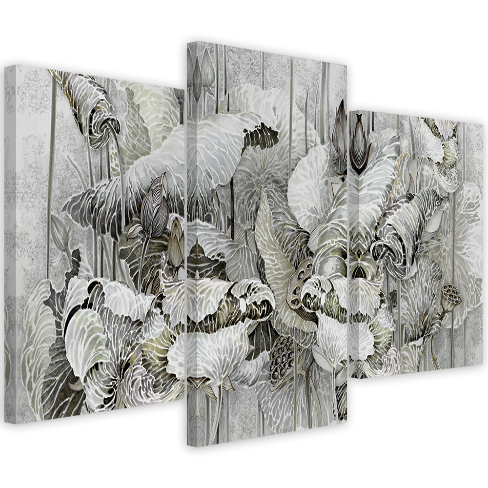 3 stykke lærredstryk, Saint Lotus-blomster