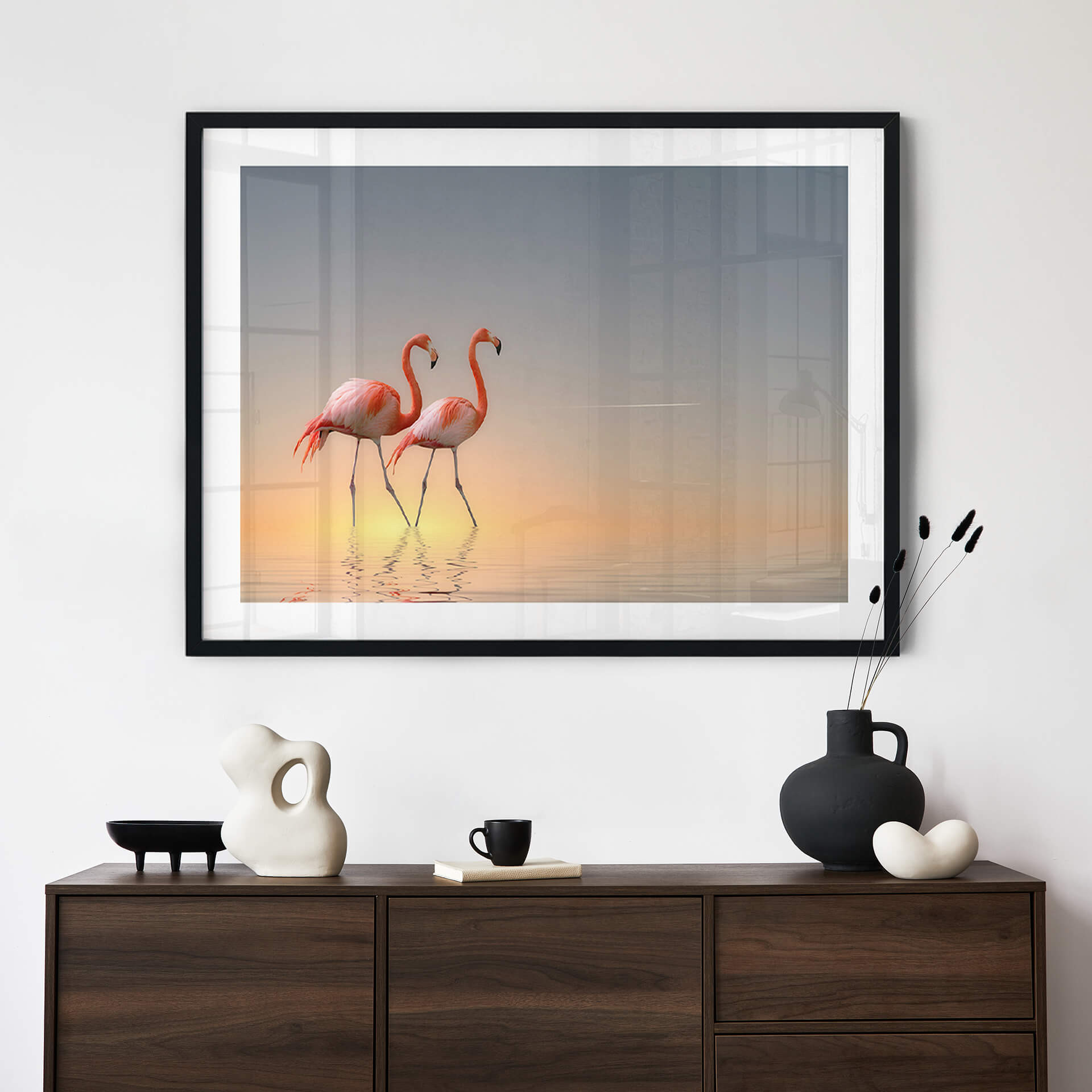 Plakat Cseresnjes - Flamingi w wieczornym świetle