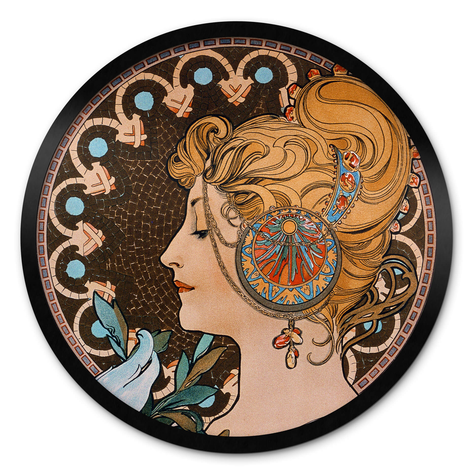 Poster Mucha - La plume - Rond