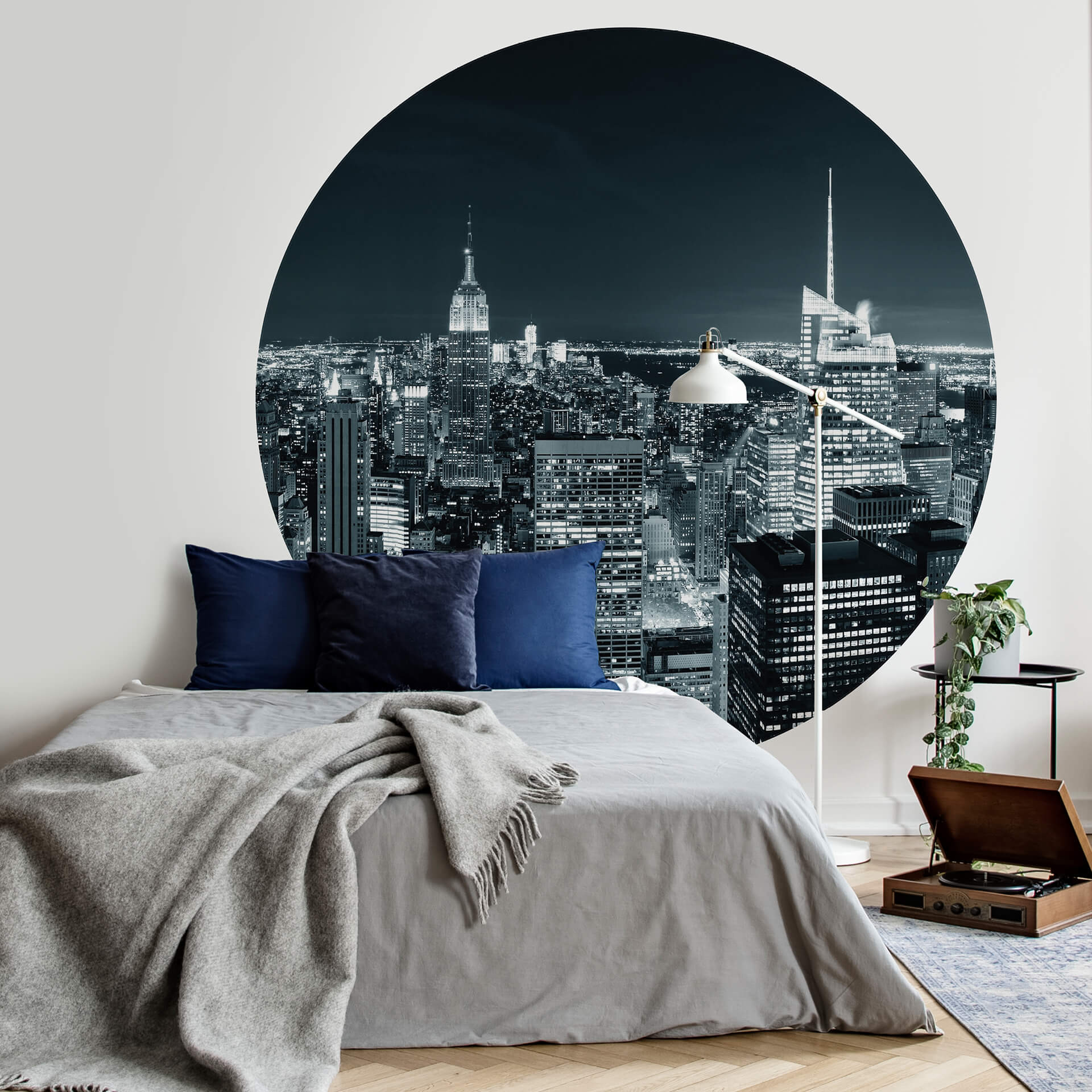 Behangcirkel New York at Night 2 - vliesbehang/zelfklevend vliesbehang