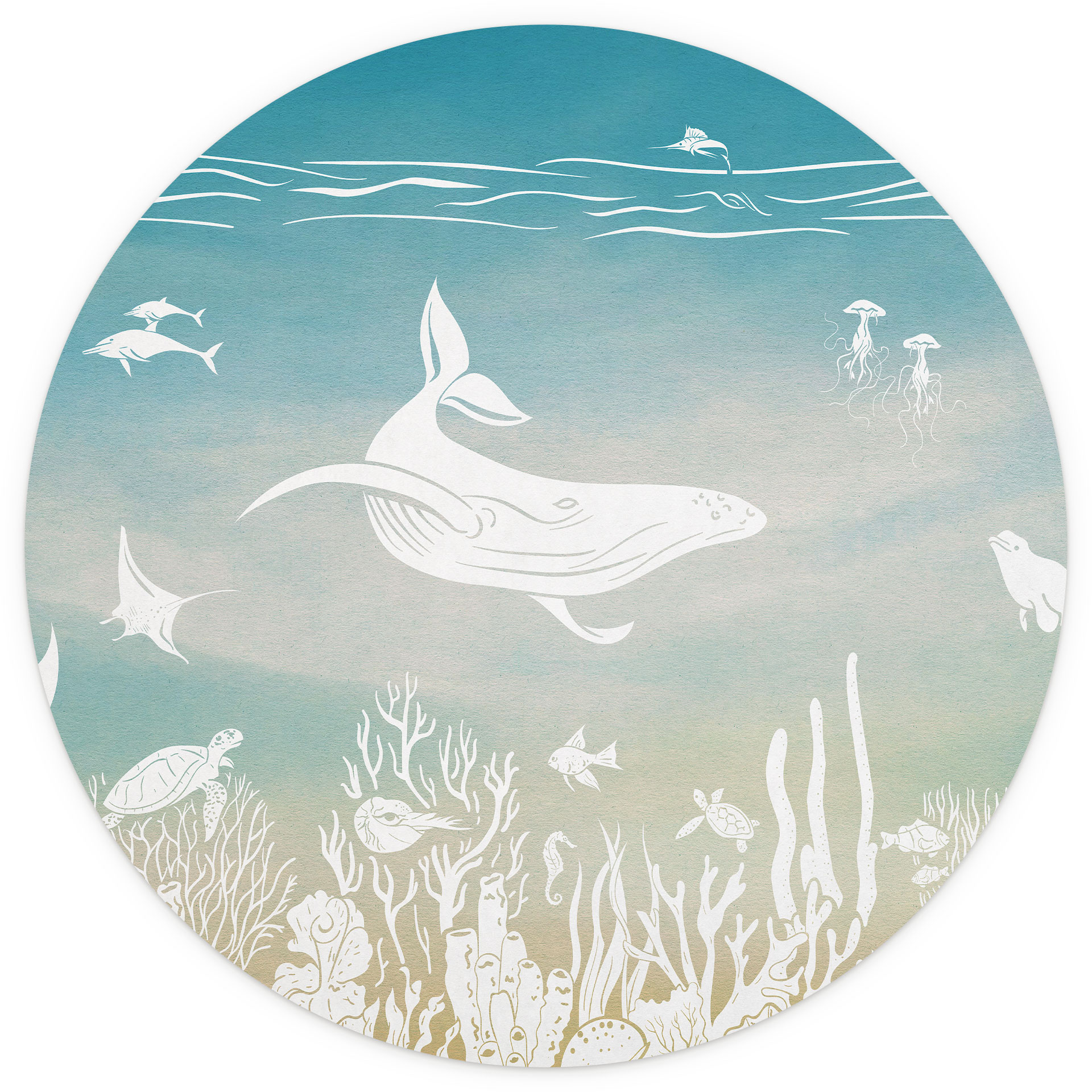 Onderwaterwereld paradijs - Ombre - Kikki Belle - Fotobehang rond - vliesbehang/zelfklevend vliesbeh