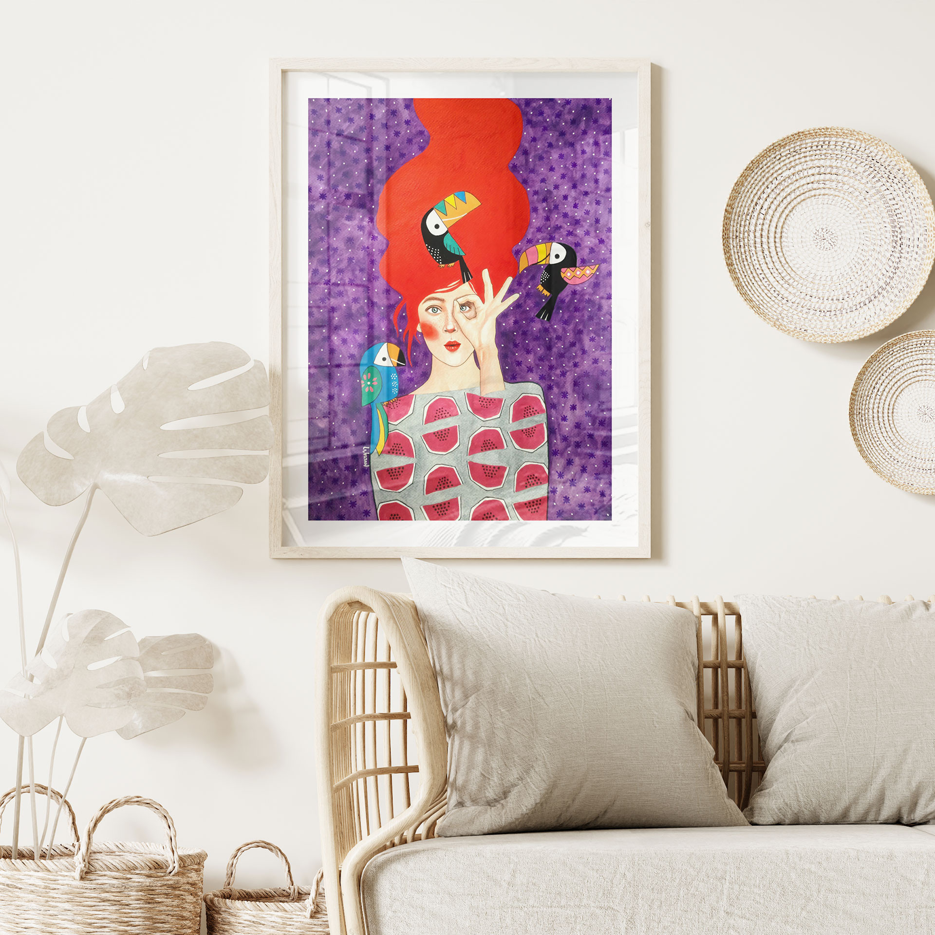 Poster Frau mit Tukan-Trio - Hülya