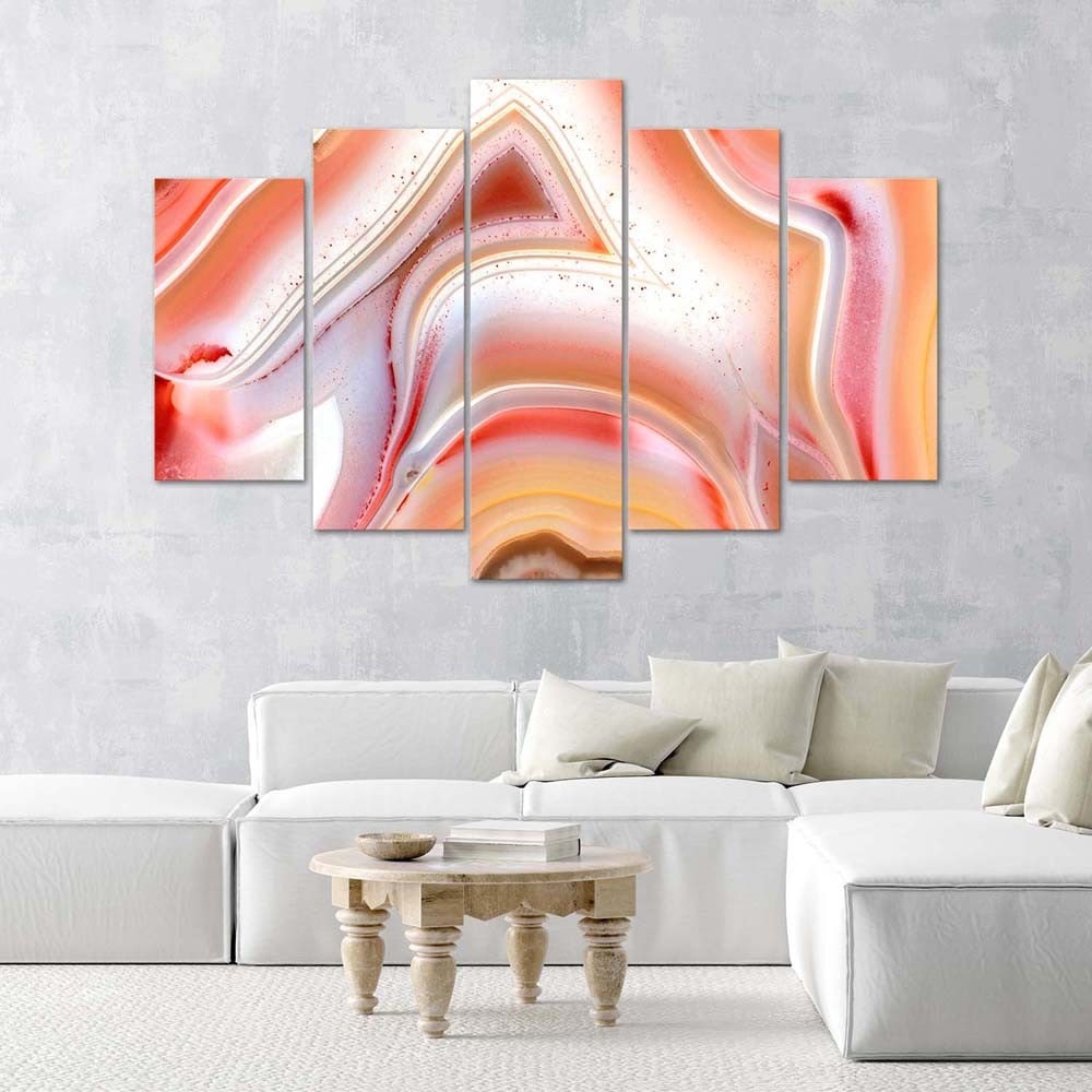 5 stykke lærredstryk, pastel abstraktion