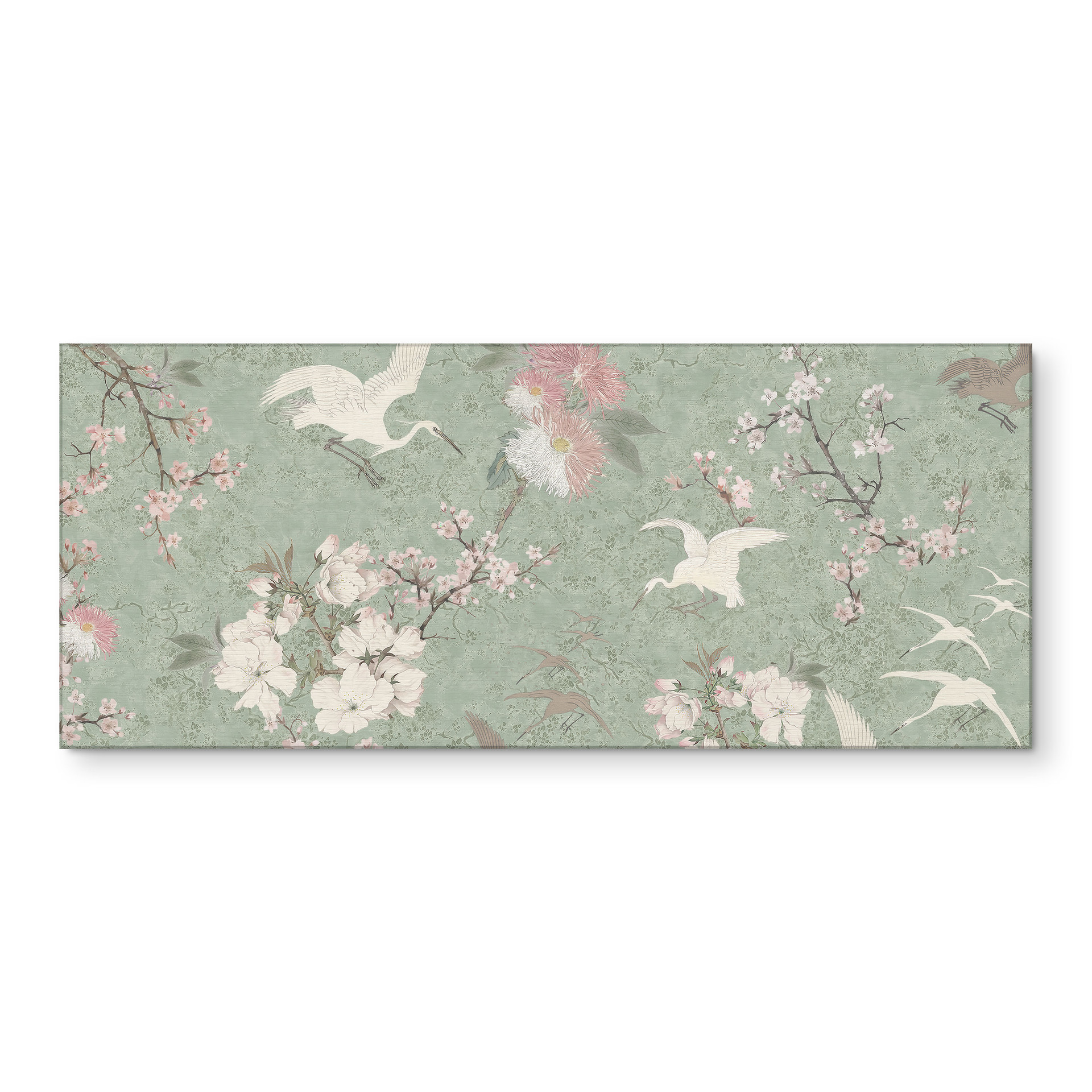 Revêtement pour cuisine grues en fleurs de cerisier vert - Bloomery Decor