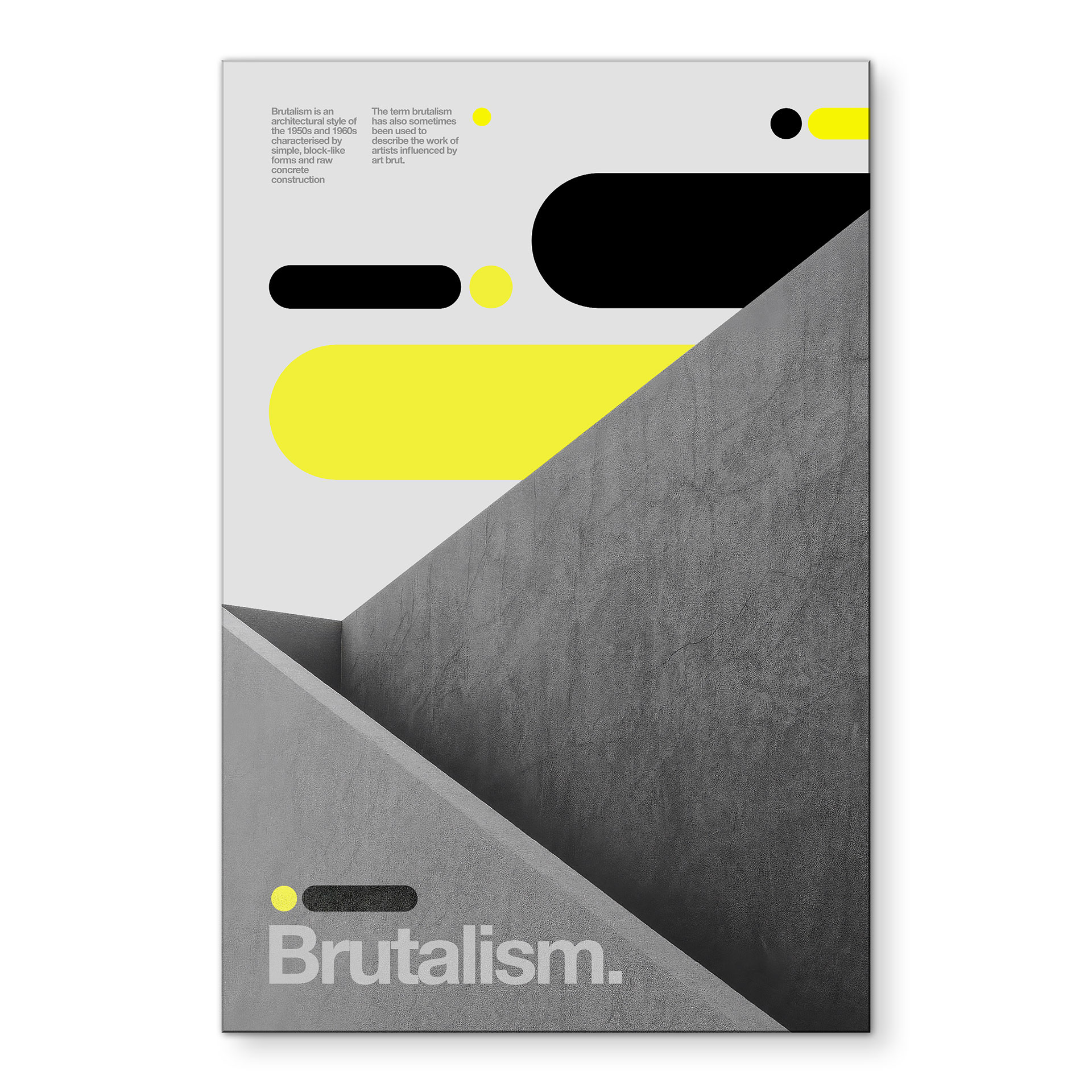 Tableau Design Brutaliste Jaune Gris - Sub88 Studio - Alu-Dibond