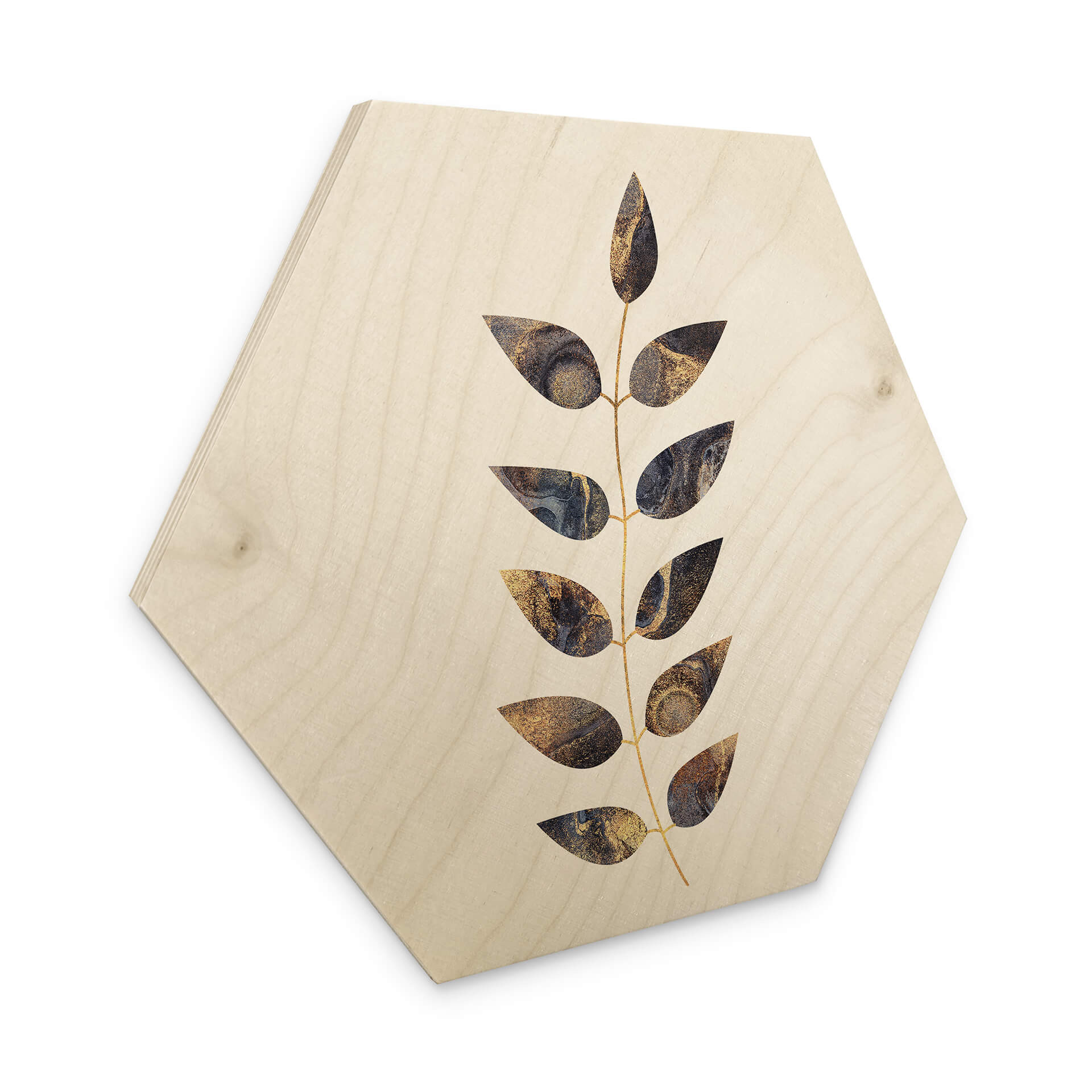Hexagone - Bois Fredriksson - Feuilles marbrées