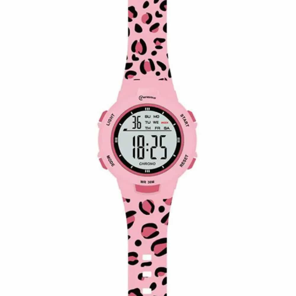 Sport Armbanduhr | Digitale Uhr für Kinder und Jugendliche | Pink Gepardmuster