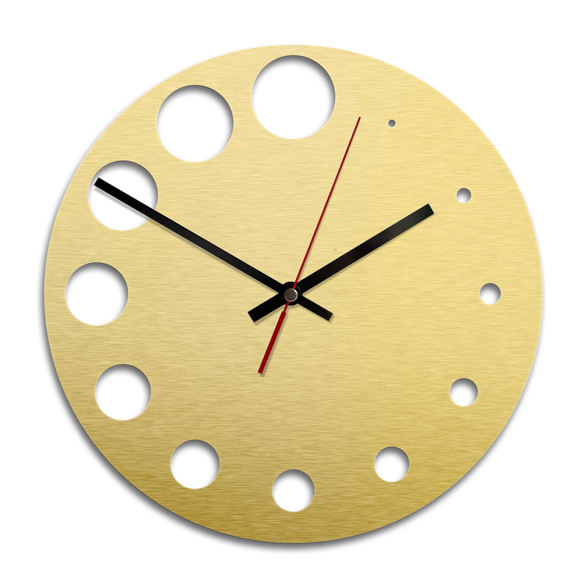 Wandklok Alu-Dibond met Goudeffect Rond met Dots