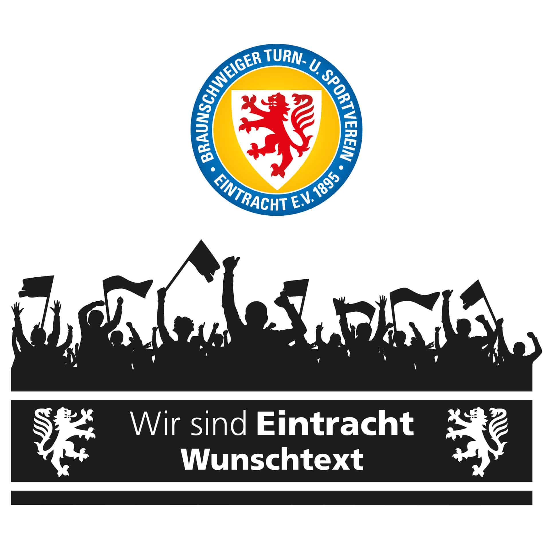 Wandtattoo Eintracht Braunschweig Wir sind Eintracht Wunschtext mit Logo farbig