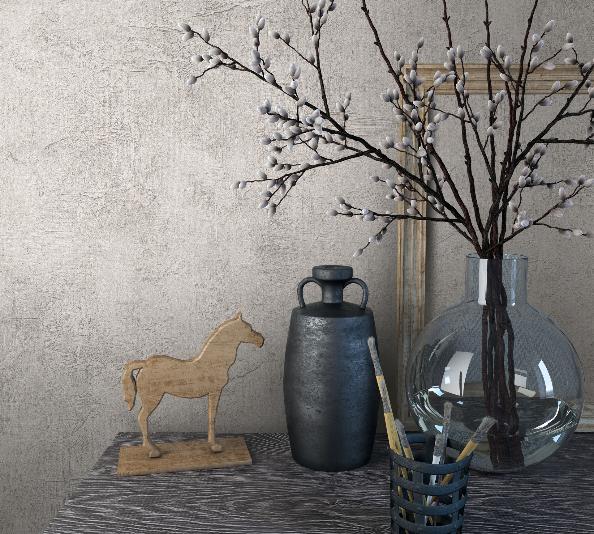 Vliesbehang in betonlook effen beige structuur