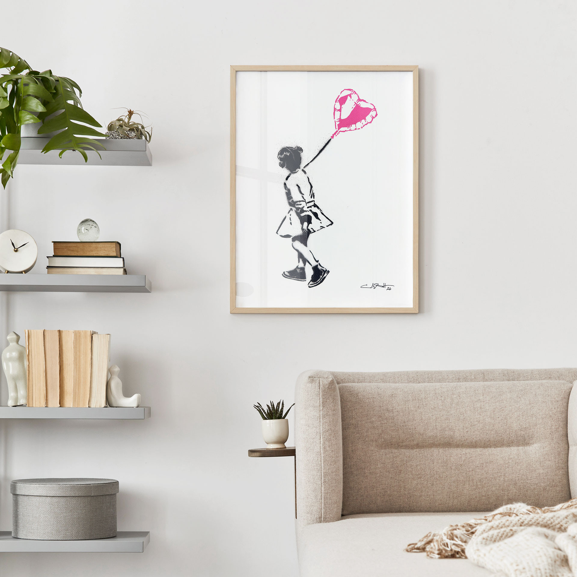 Poster Streetart Mädchen mit Herz Luftballon - Habib