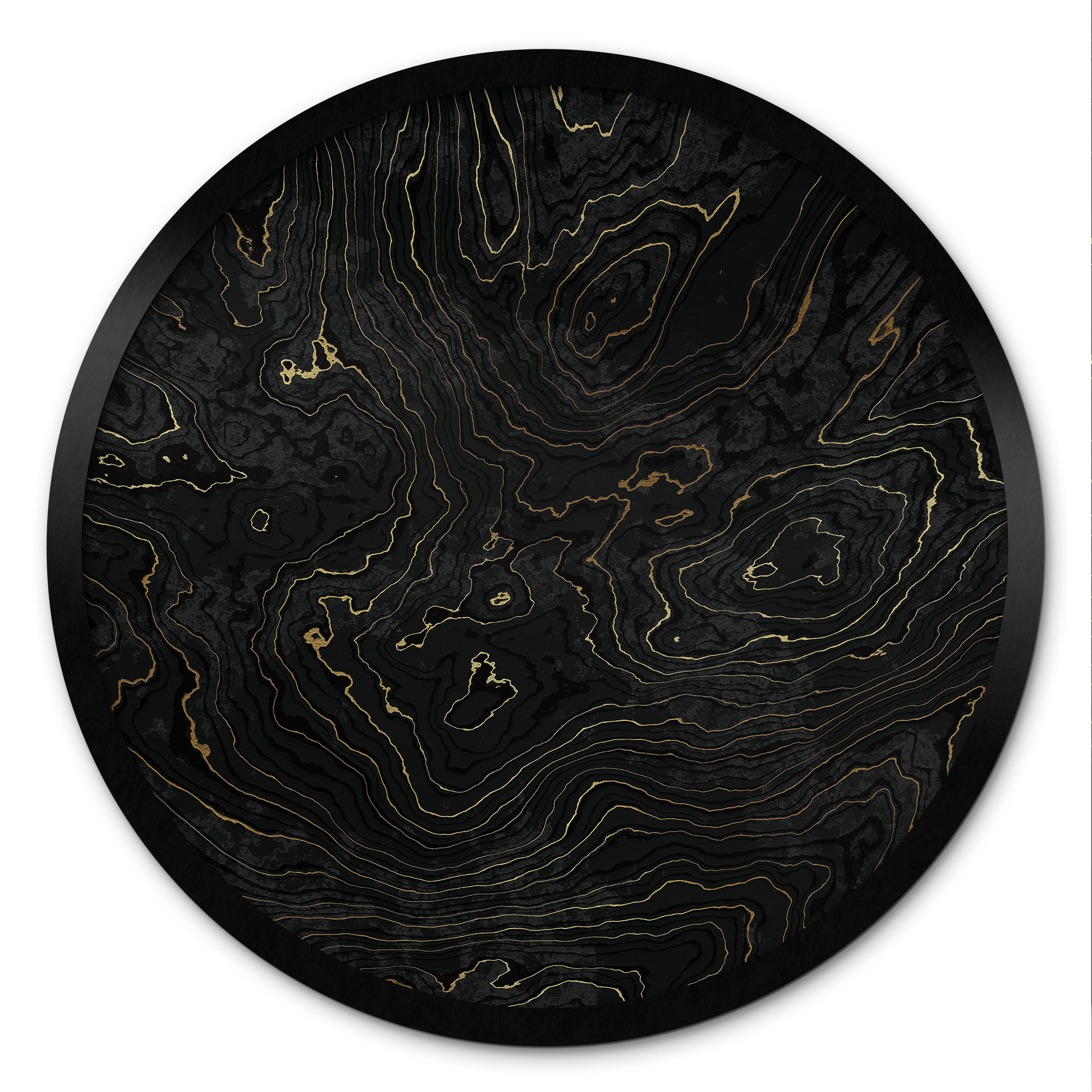 Poster Lignes abstraites noir et or - Amini - Rond