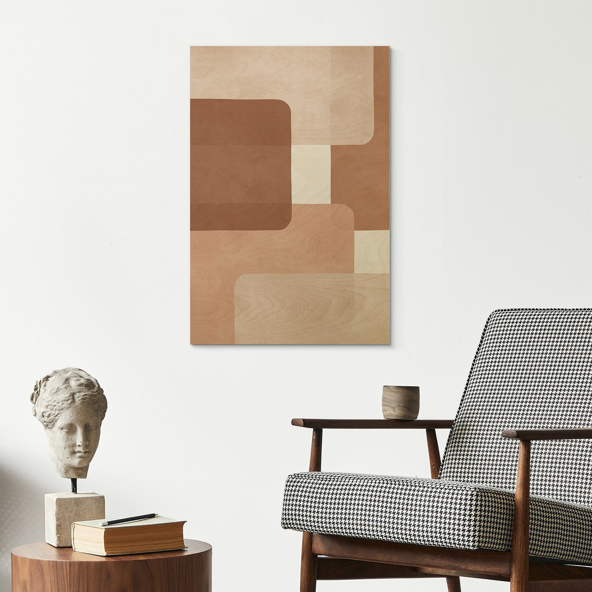 Plakat drewniany Boho abstrakcja w kolorze beżowo-brązowym - Costa