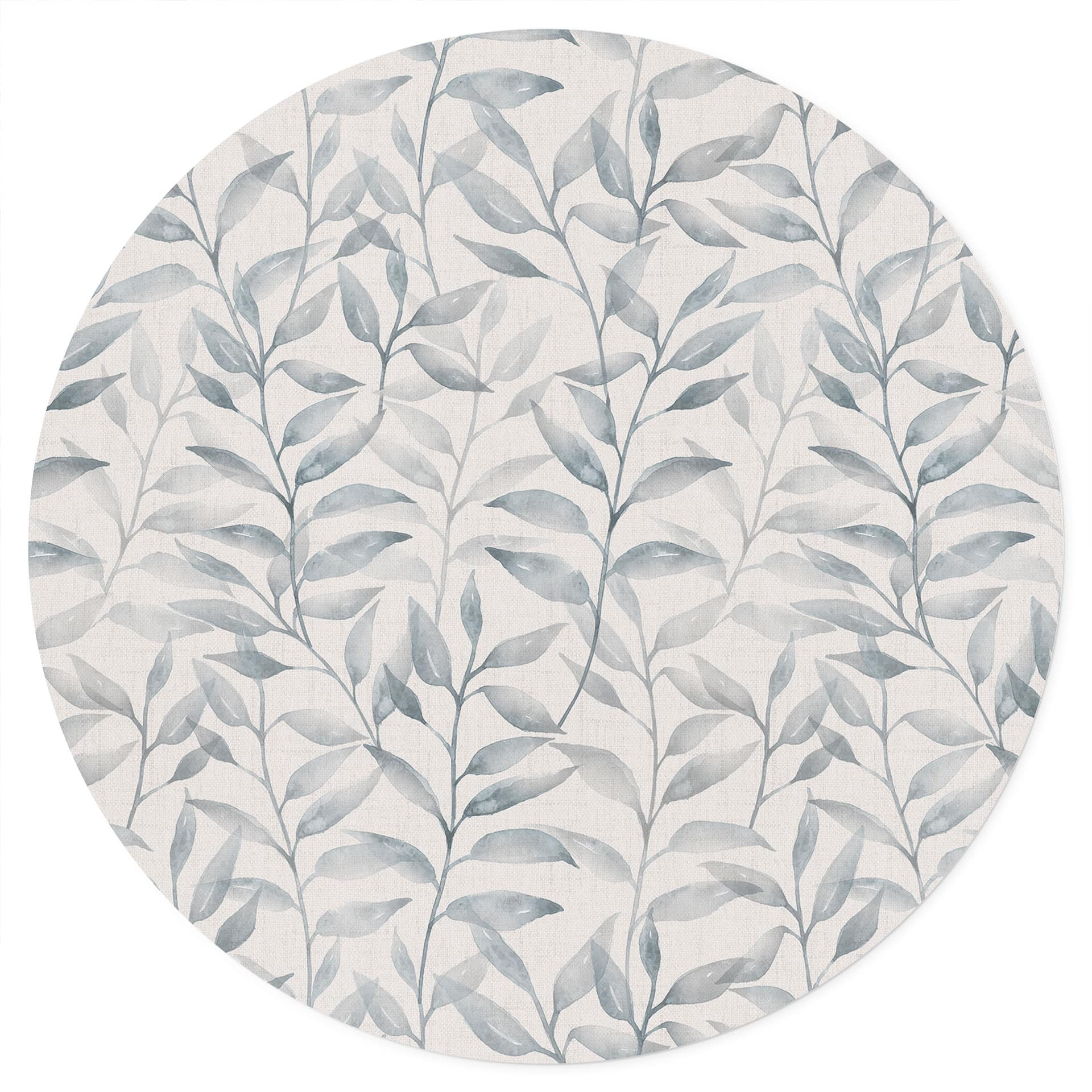 Delikate akvarelblade Wallsticker - Blød grå - Blomsterdekor - Rund