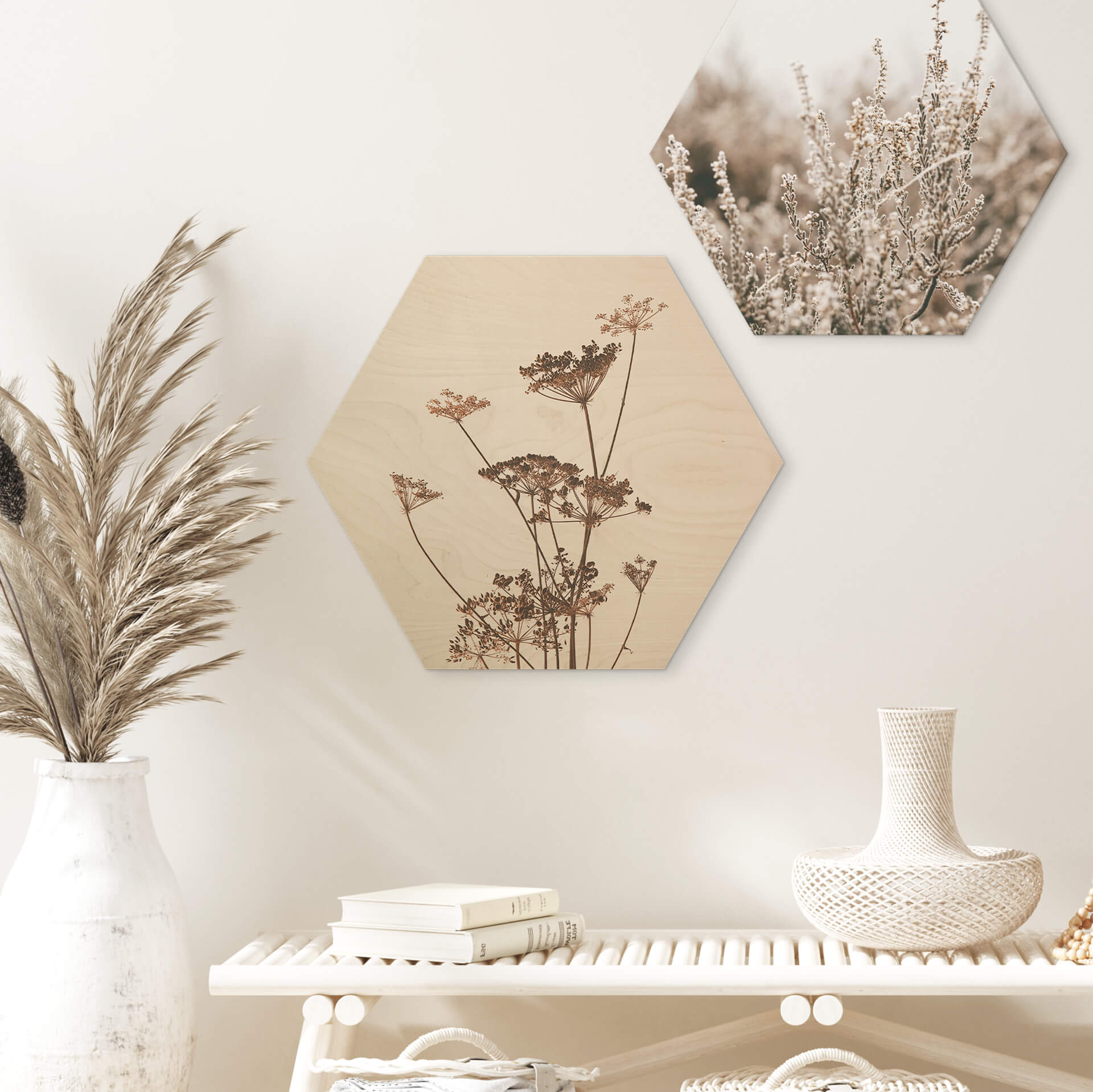 Esagono in legno - Fiori di campo