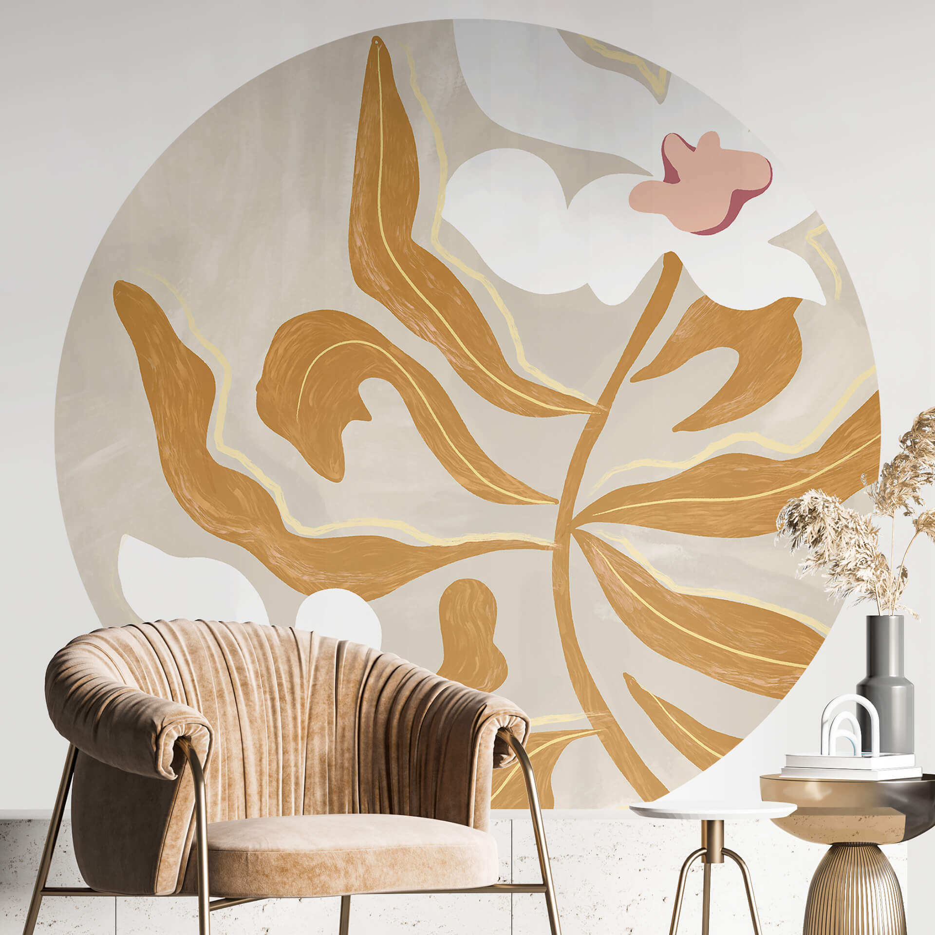 Behangcirkel Arty Guava - Flower Play - vliesbehang/zelfklevend vliesbehang