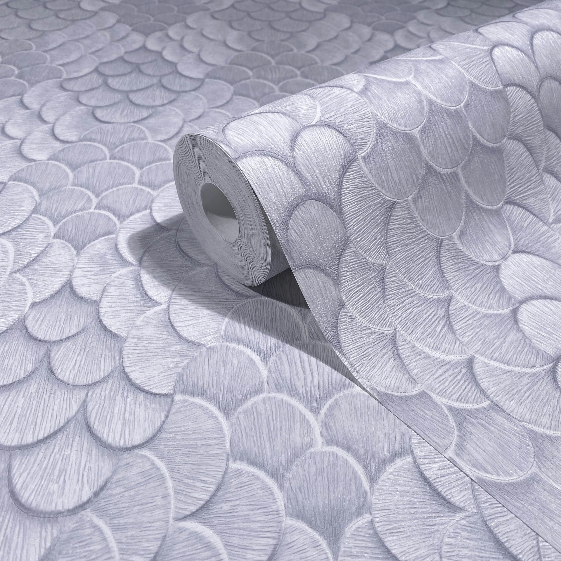 Vliesbehang bloemen, 3D look geometrisch mat in wit - Papis Loveday