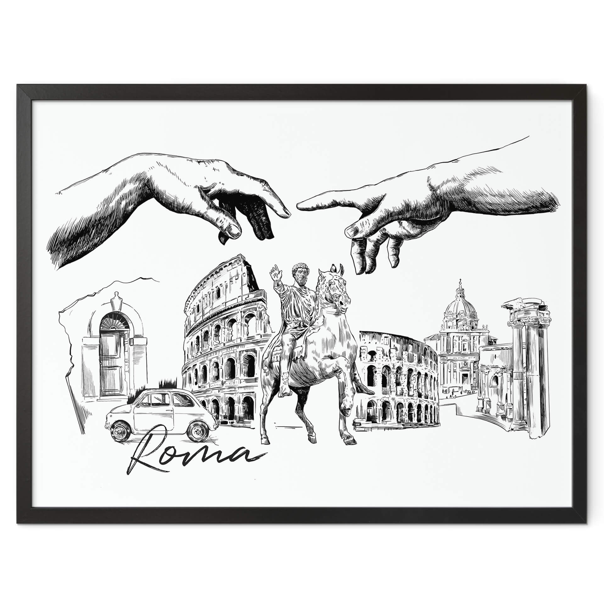 Plakat Roma - Czarno-biały - Pokochaj swoje miasto