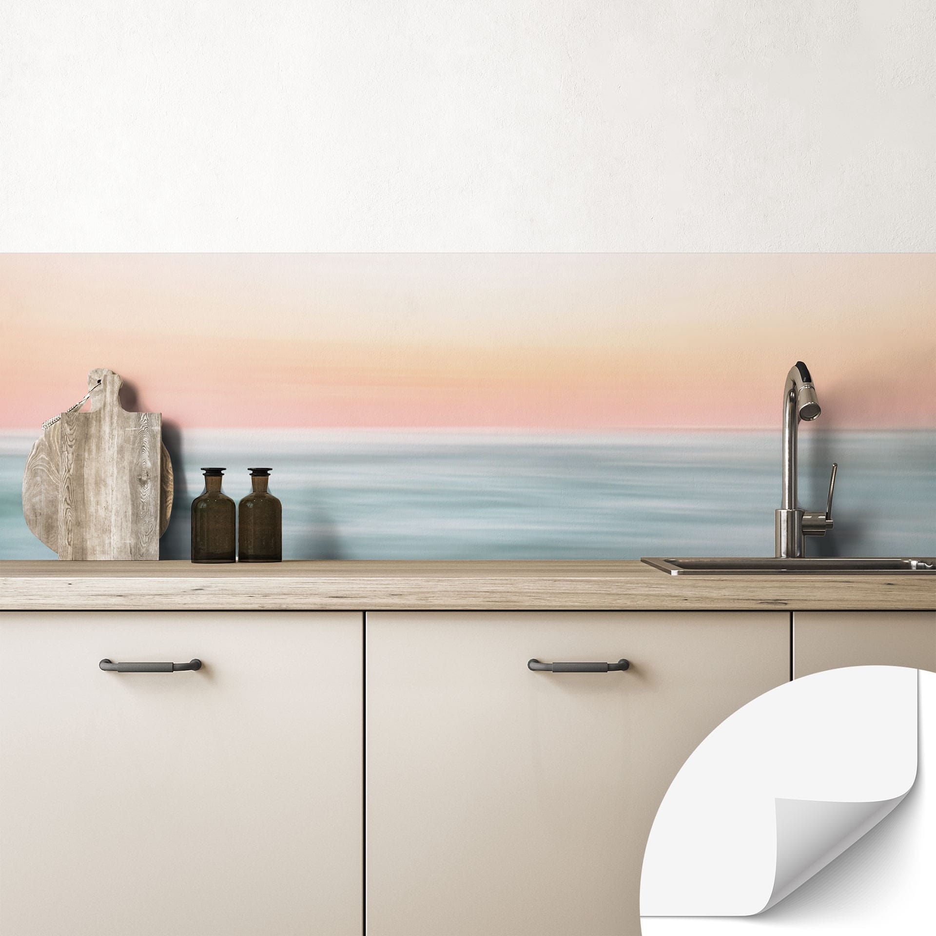 Autoadhesivo Panel de Cocina Olas Marinas Abstractas Pastel - Botha