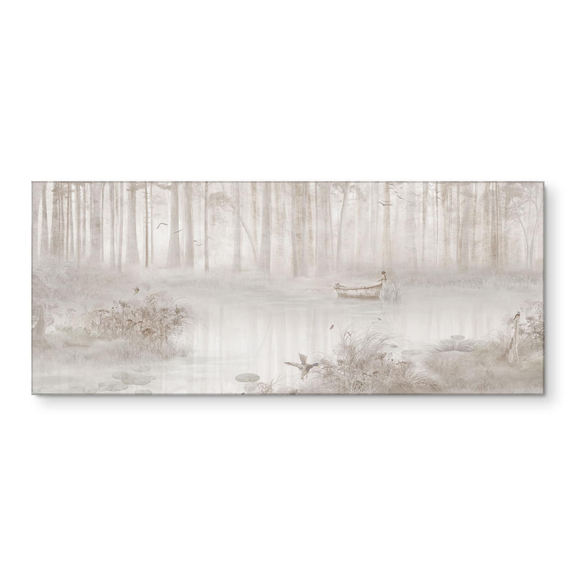Keukenachterwand bos bij het meer in beige mist - Ms Tiff