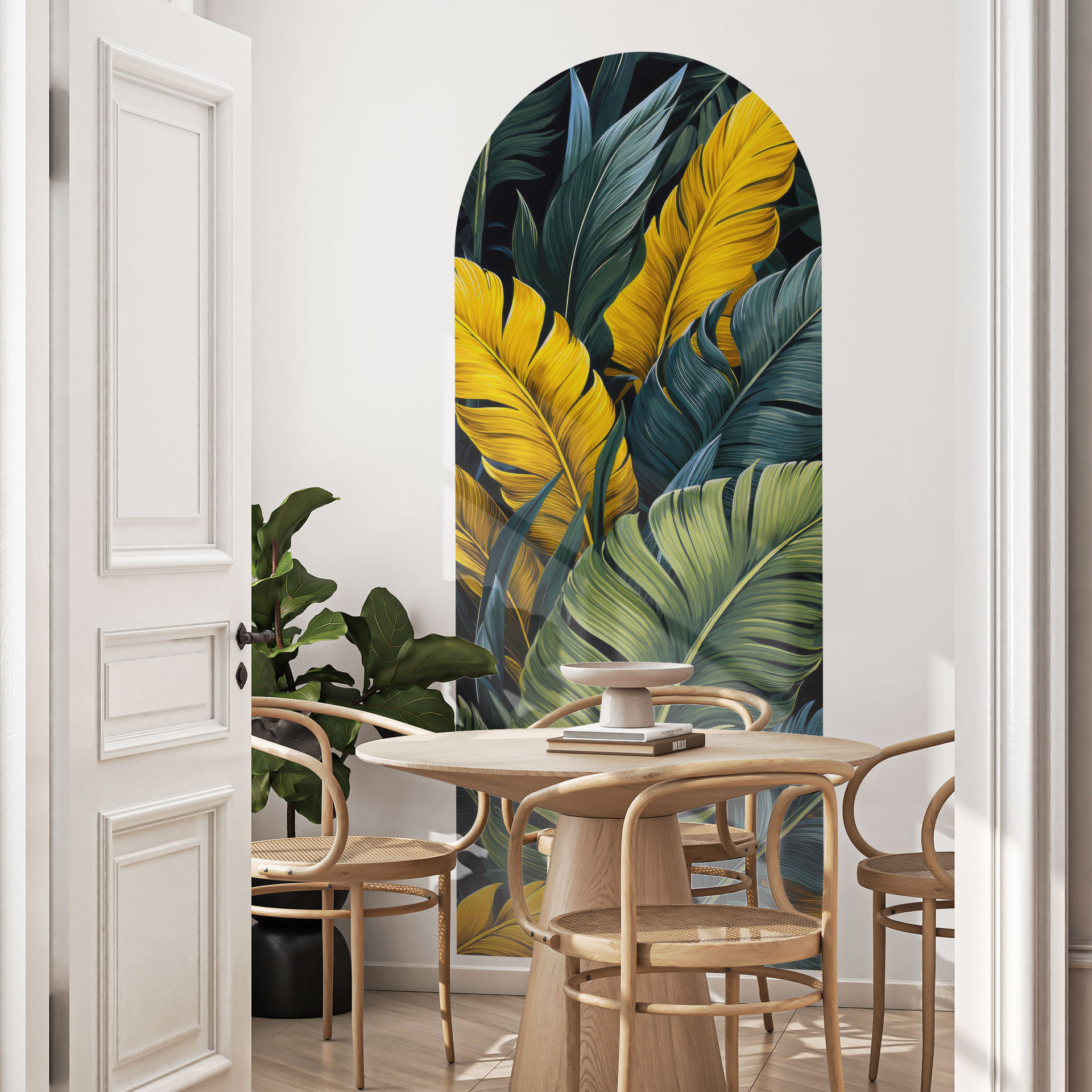 Wallsticker buet vægpanel Farverige palmeblade - Jaszke - smal