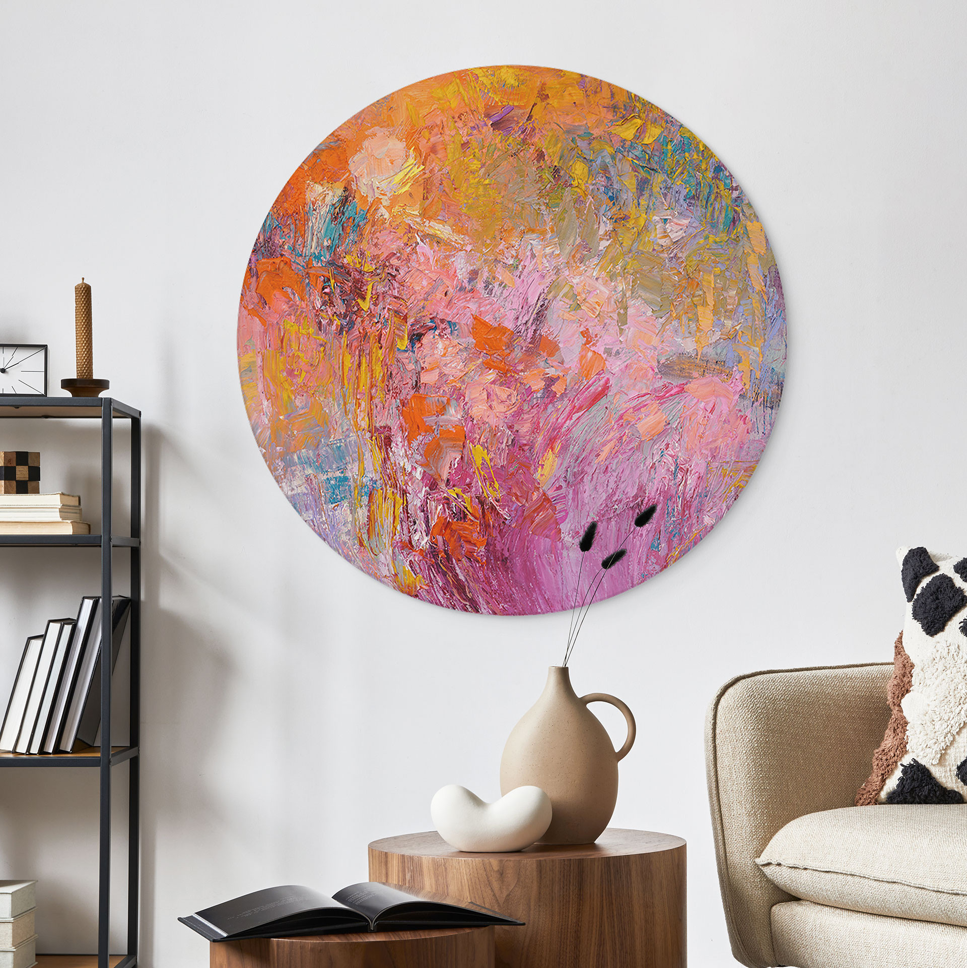 Wandbild Abstrakter bunter Rosengarten - Fagan - Alu-Dibond - Rund
