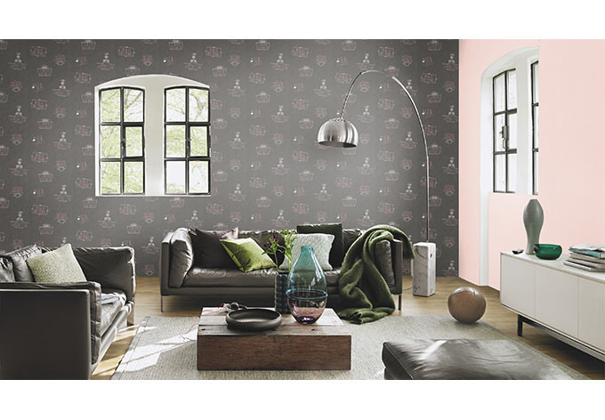 Vliestapete b.b home passion 5 schwarz, weiß, Beerentöne