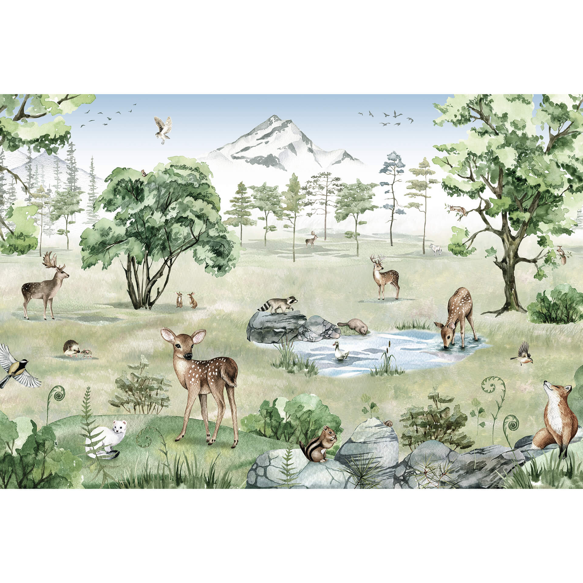 Papier peint photo Kikki Belle - La forêt des cerfs