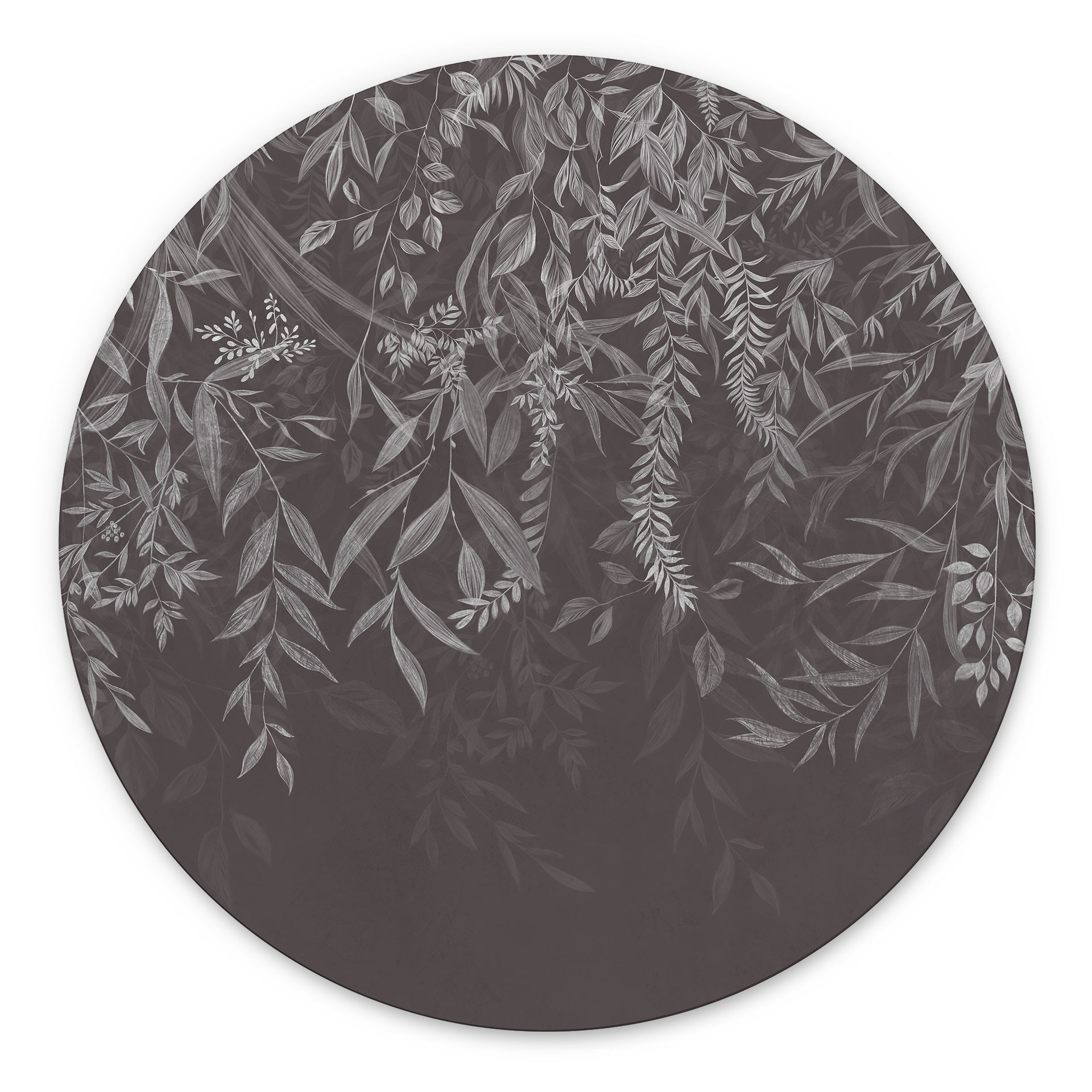 Wanddecoratie Elegante wilgentakken in donkergrijs - Ms Tiff - Alu-Dibond Rond