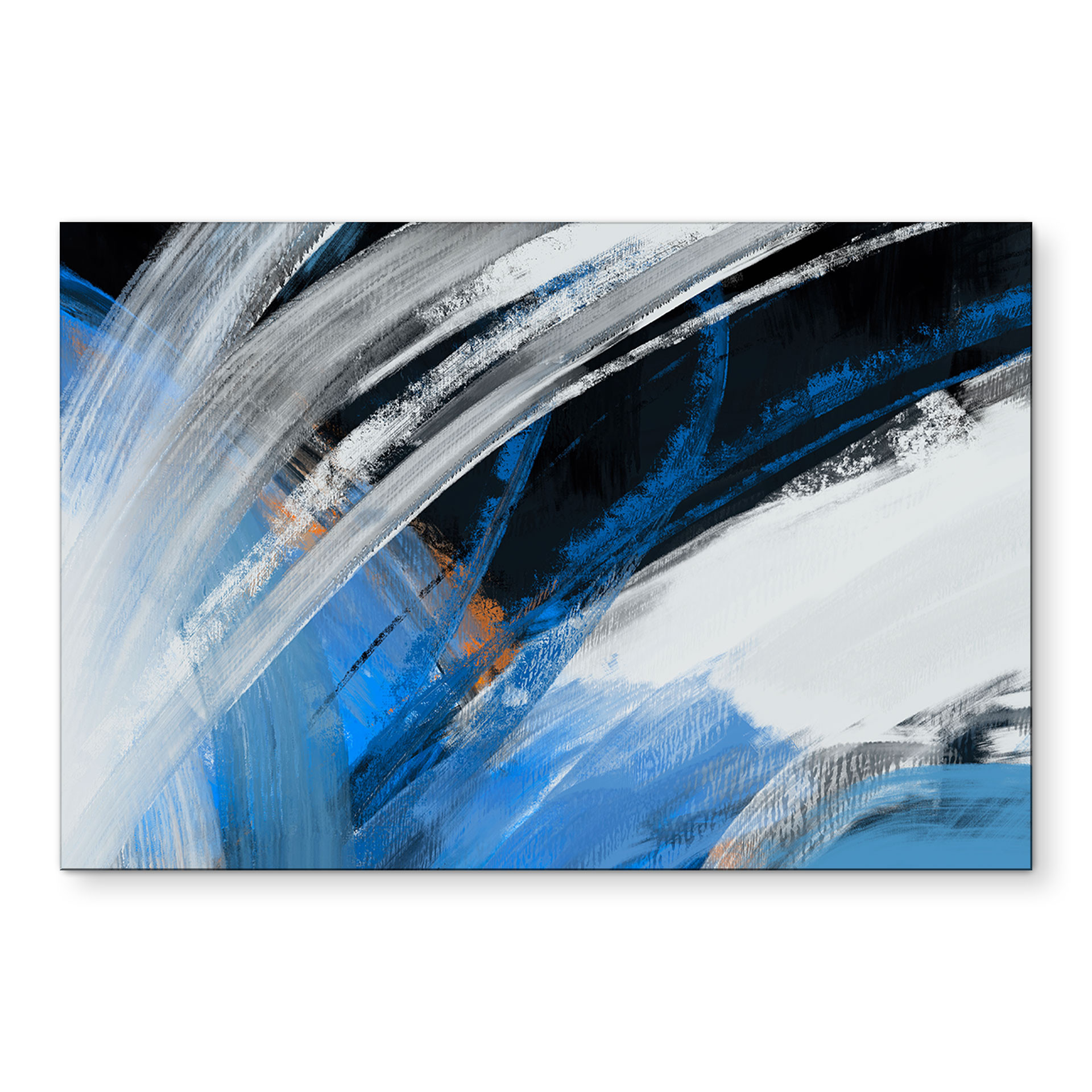 Tableau Coups de Pinceau Bleus Abstrait - Cheney - Alu-Dibond