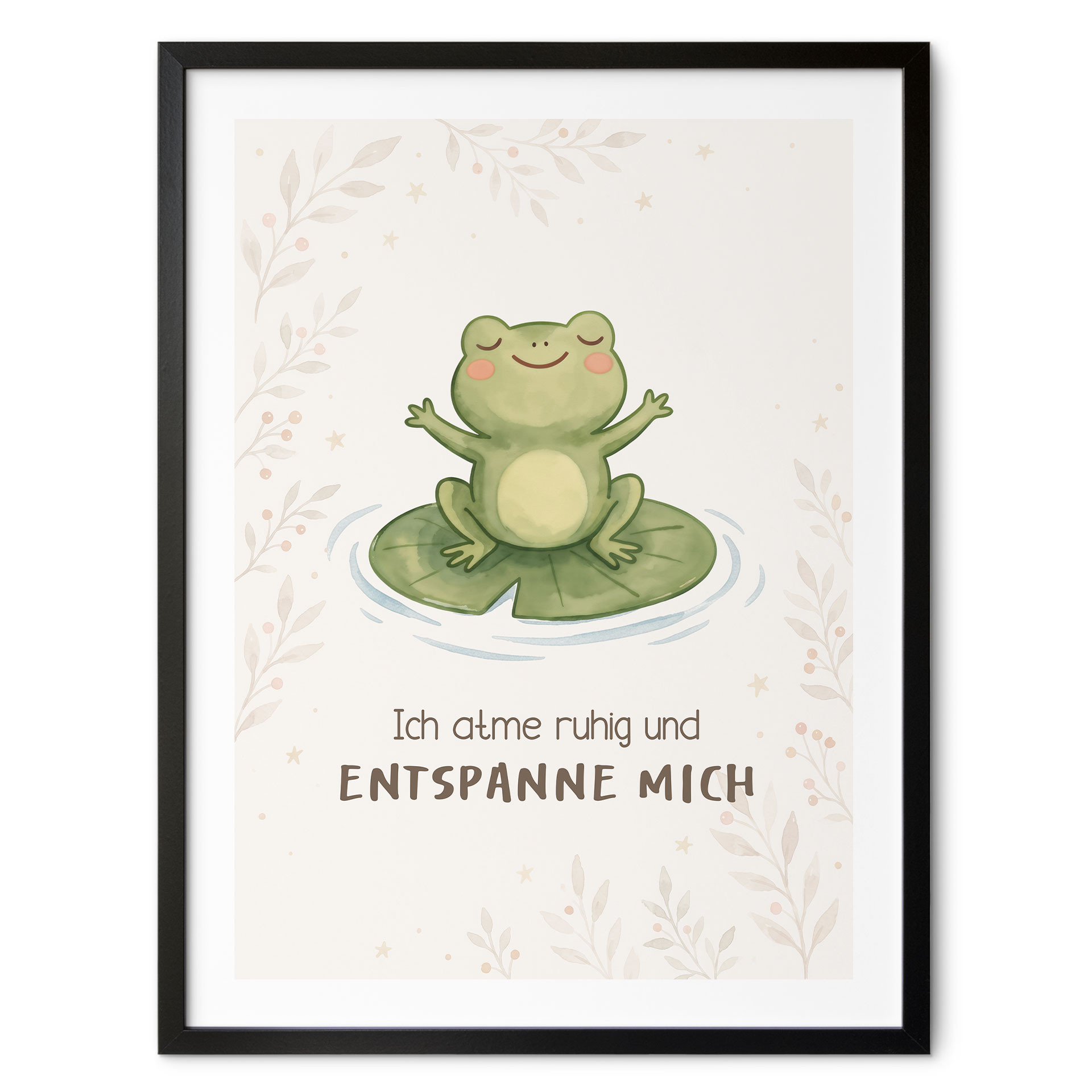 Affirmationsposter 'Ich atme ruhig' mit Frosch für Kinder