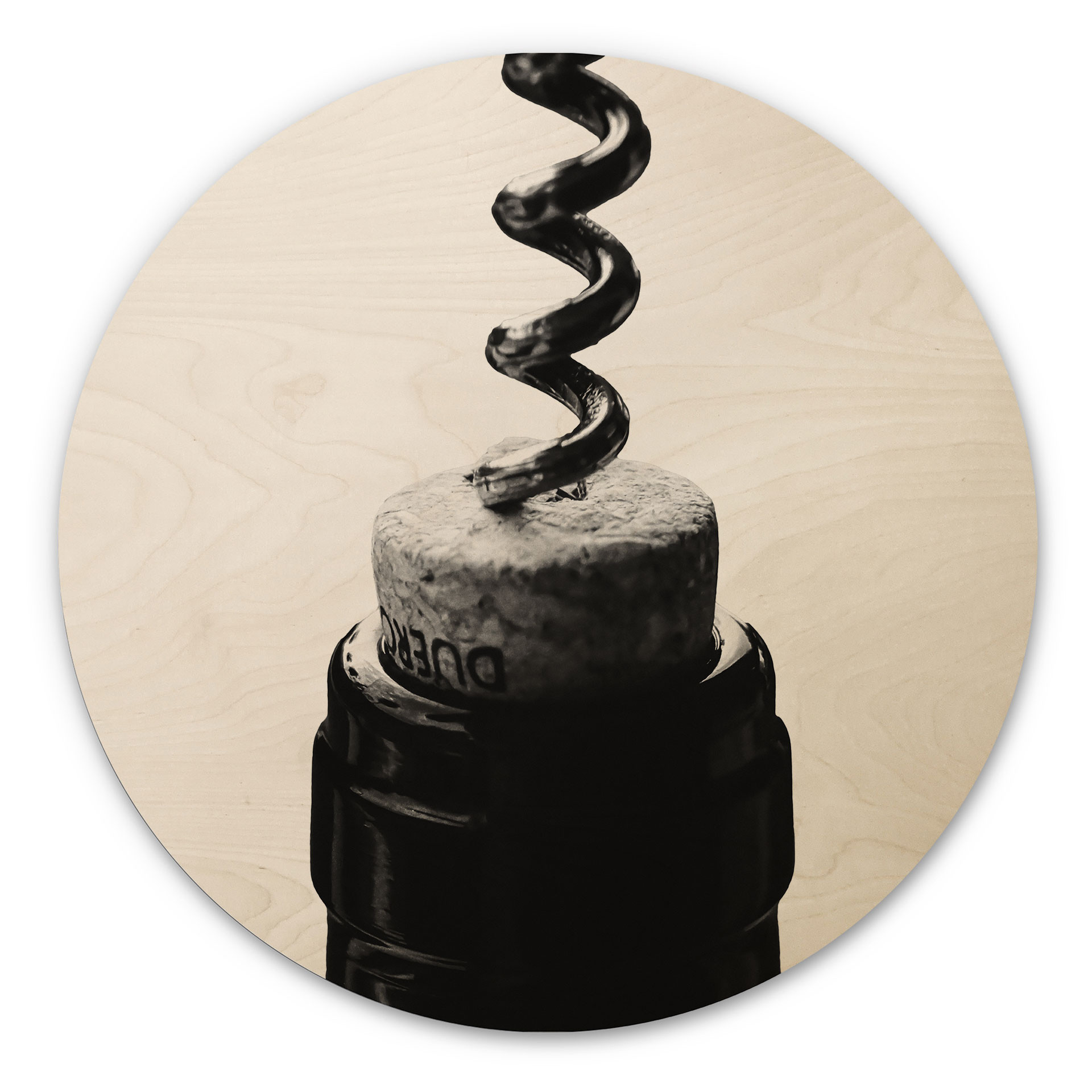Stampa su legno Vino con cavatappi - Pictufy Studio