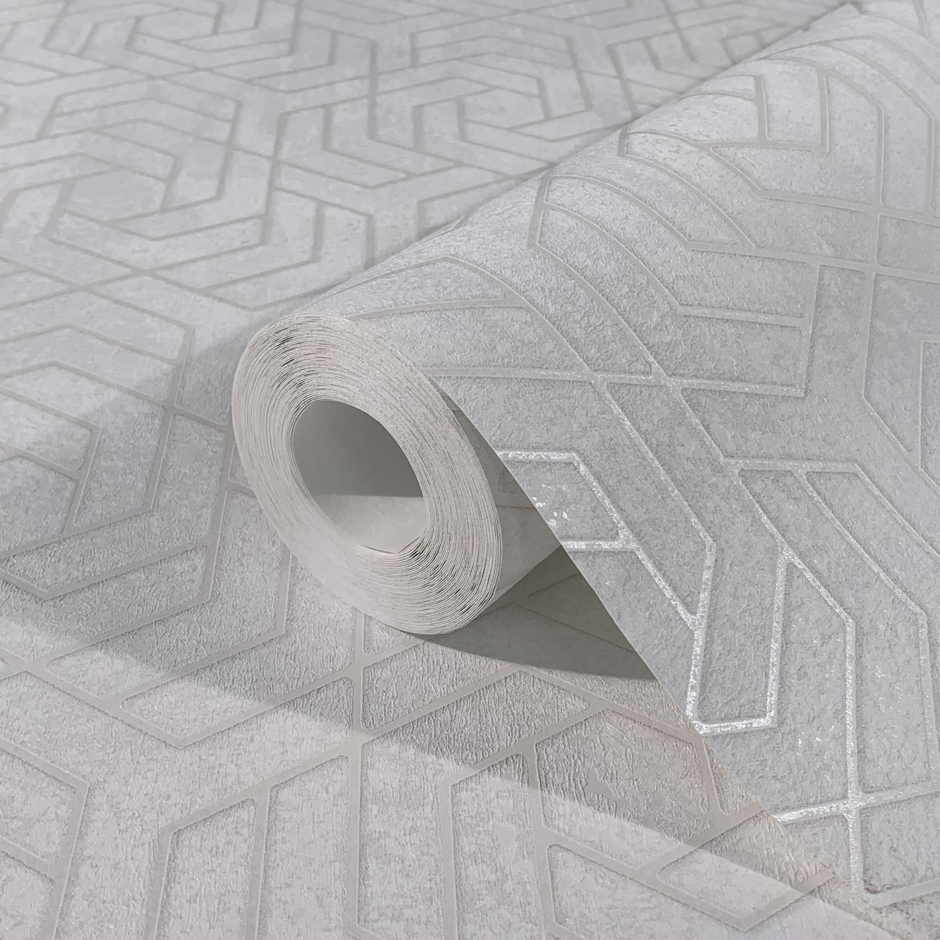 vliesbehang in 3D look grijs grafisch