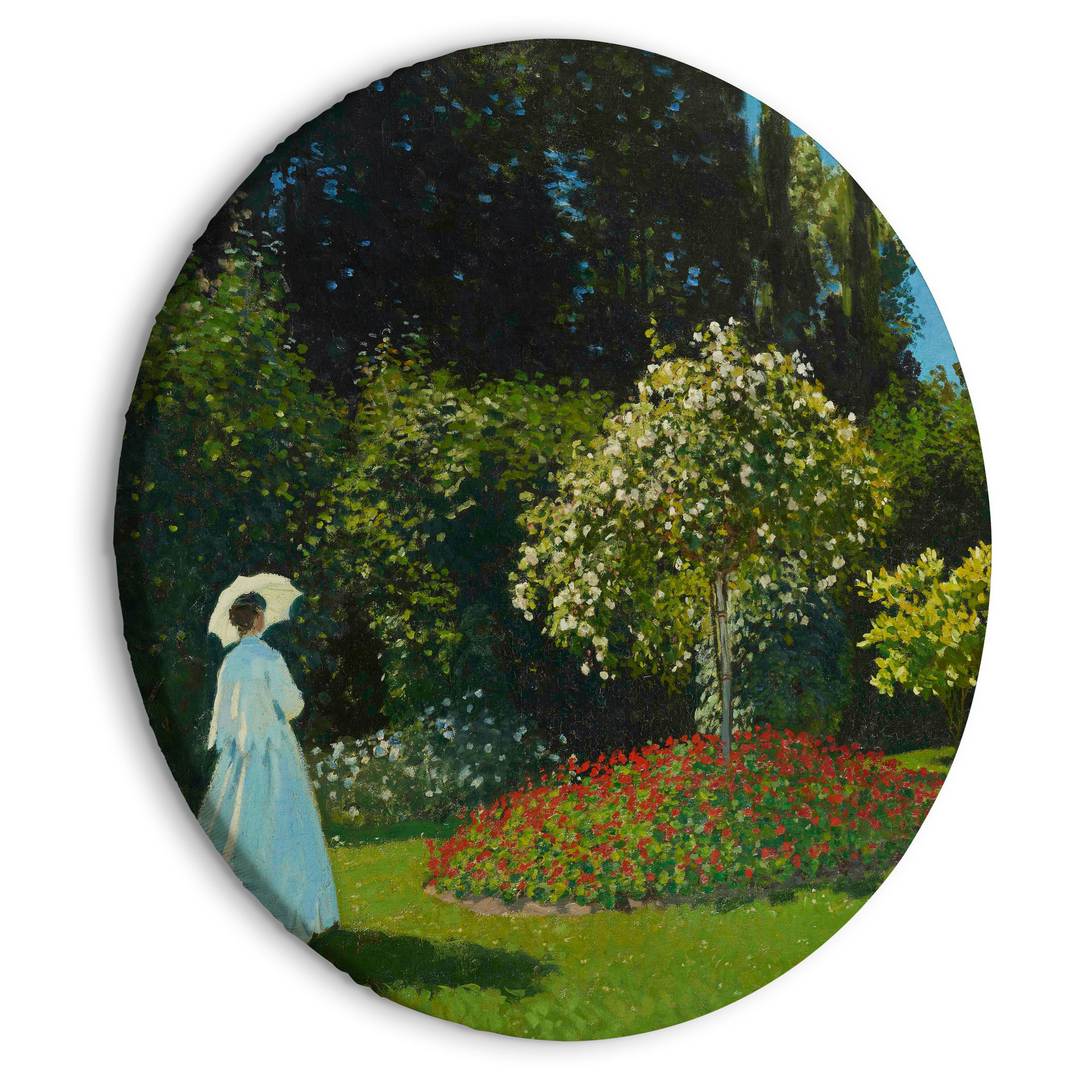 Rundes Leinwandbild Monet - Dame im Garten von Claude