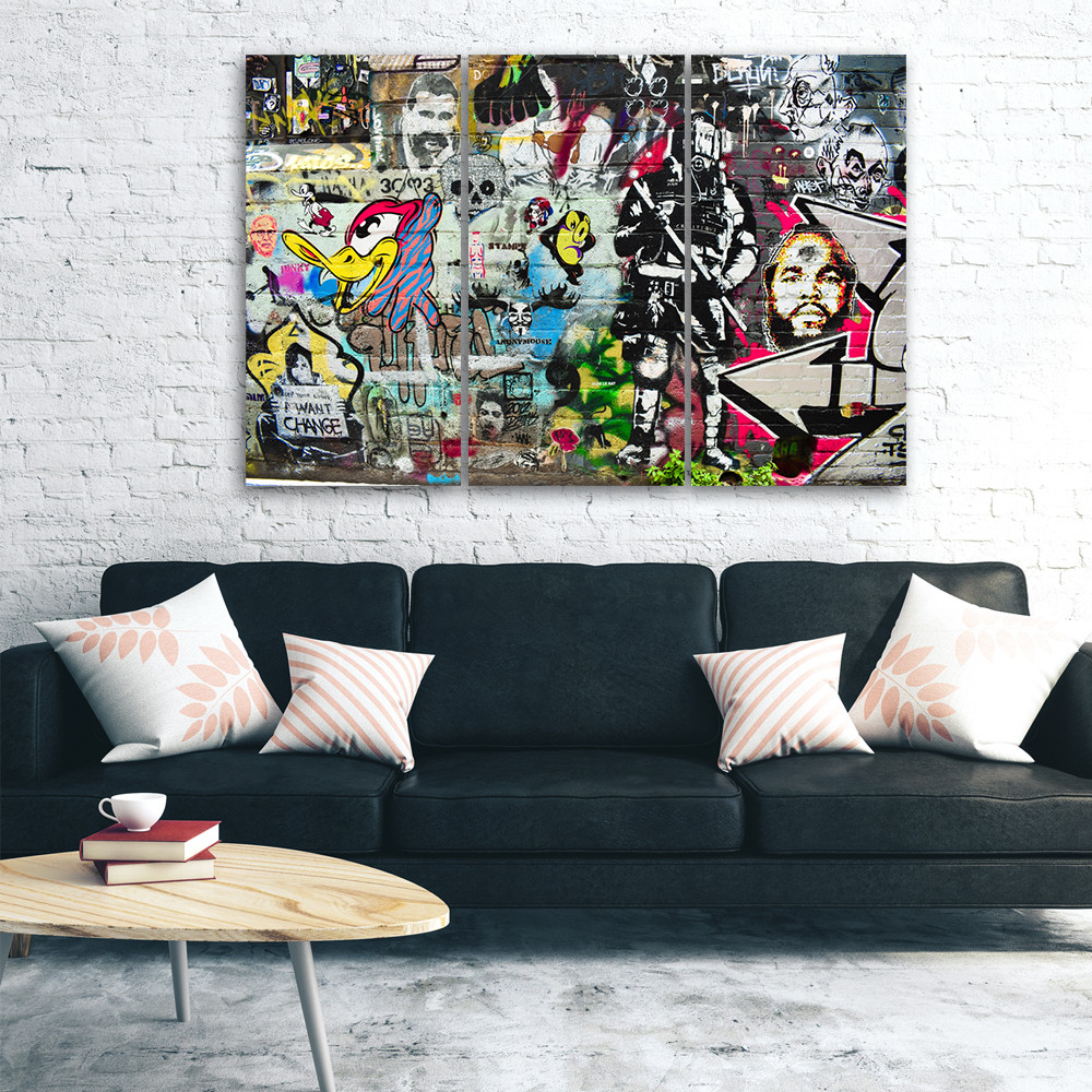 3 stykke lærredstryk, graffiti Street Art
