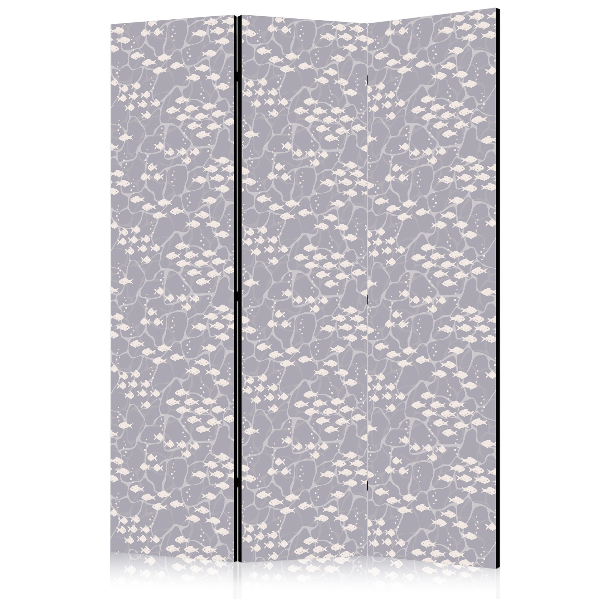 Paravent, Raumteiler freistehend, Trennwand - Tiny Light-Beige Fishes Against Marine Depths